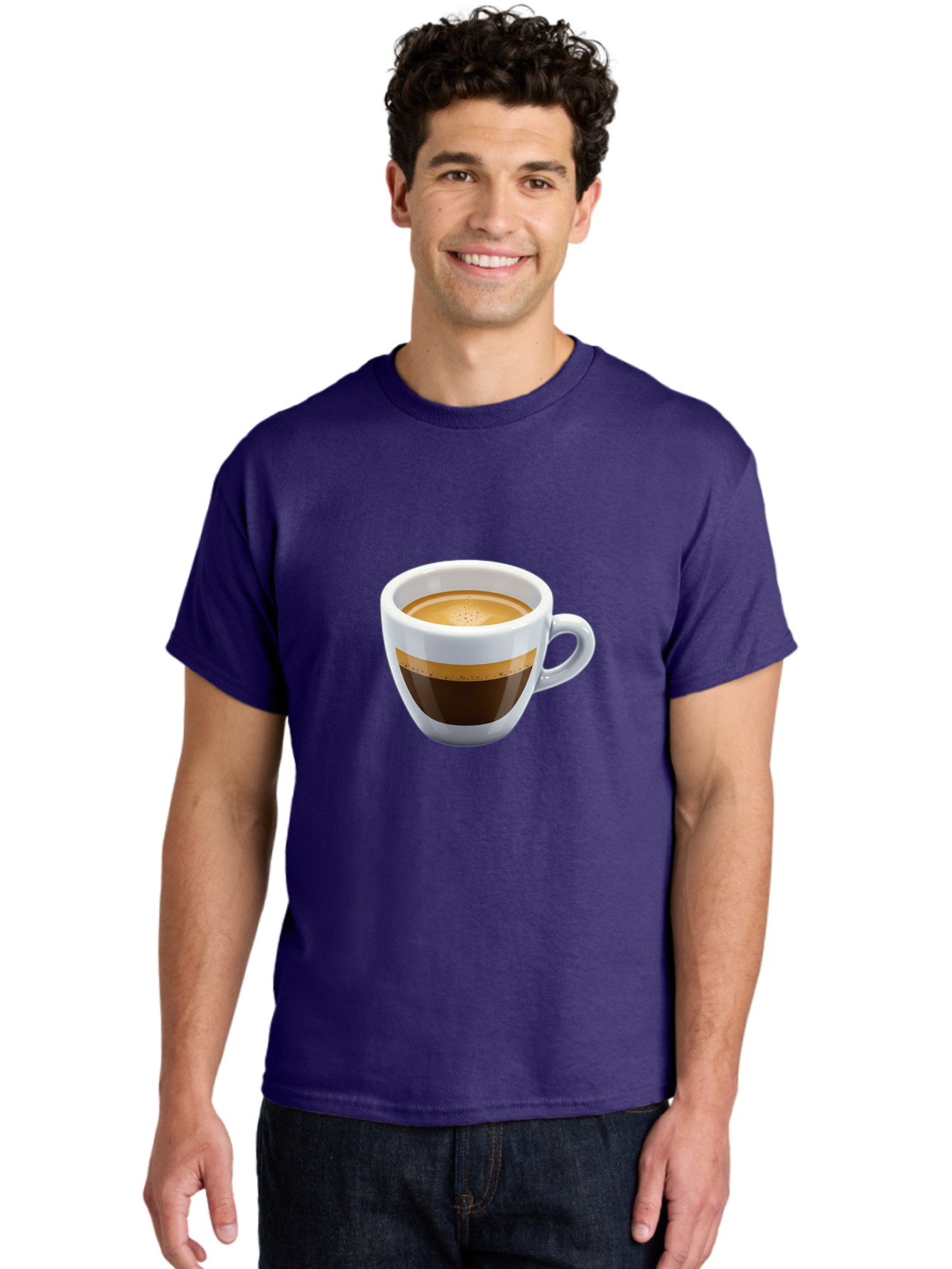 Coffee-3 Men'S Graphic Tee, 100% Cotton, Comfortable Casual Summer Wear, Machine Washable, Espresso In White Cup, Coffee Drink, Rich Flavor, Small Cup, Morning Coffee, Coffee Art, Crema On Top, Dark Brown Espresso Bab769