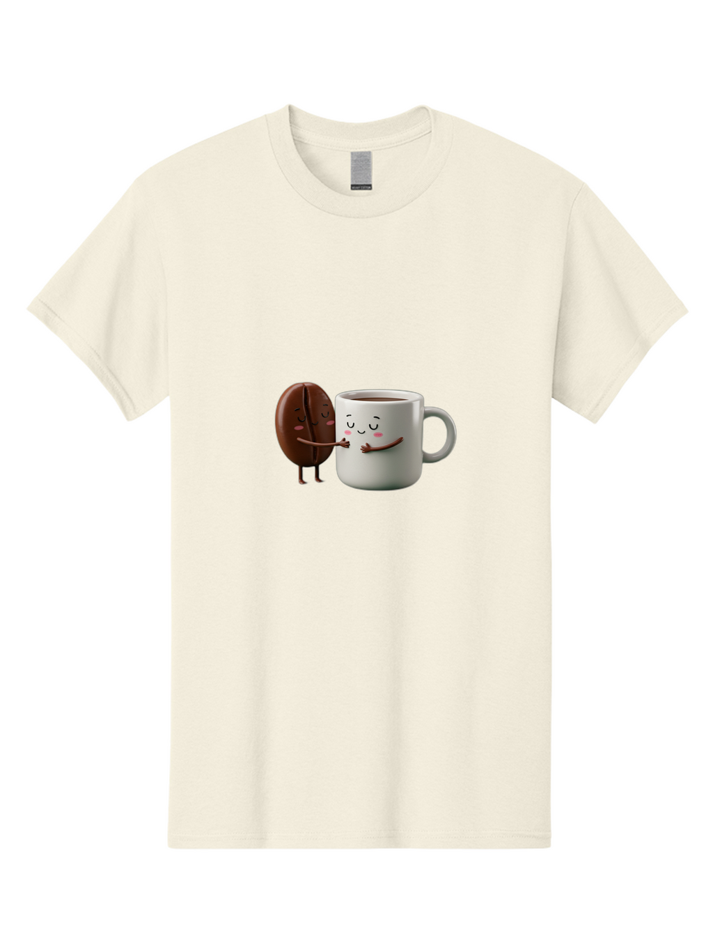 Coffee-Bean-And-Mug Men'S Graphic Tee, 100% Cotton, Comfortable Casual Summer Wear, Machine Washable, Cartoon Coffee Bean, Coffee Mug, Winking Faces, Playful Interaction, Coffee Culture, Happy Coffee, Morning Coffee, Coffee Lovers, Bab772