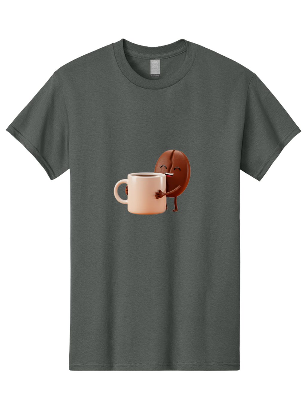 Coffee-Bean-Character-1 Men'S Graphic Tee, 100% Cotton, Comfortable Casual Summer Wear, Machine Washable, Cartoon Coffee Bean, Happy Character, Coffee Mug, Coffee Lover, Morning Pick-Me-Up, Caffeine Fix, Coffee Culture, Funny Illustration, Bab773