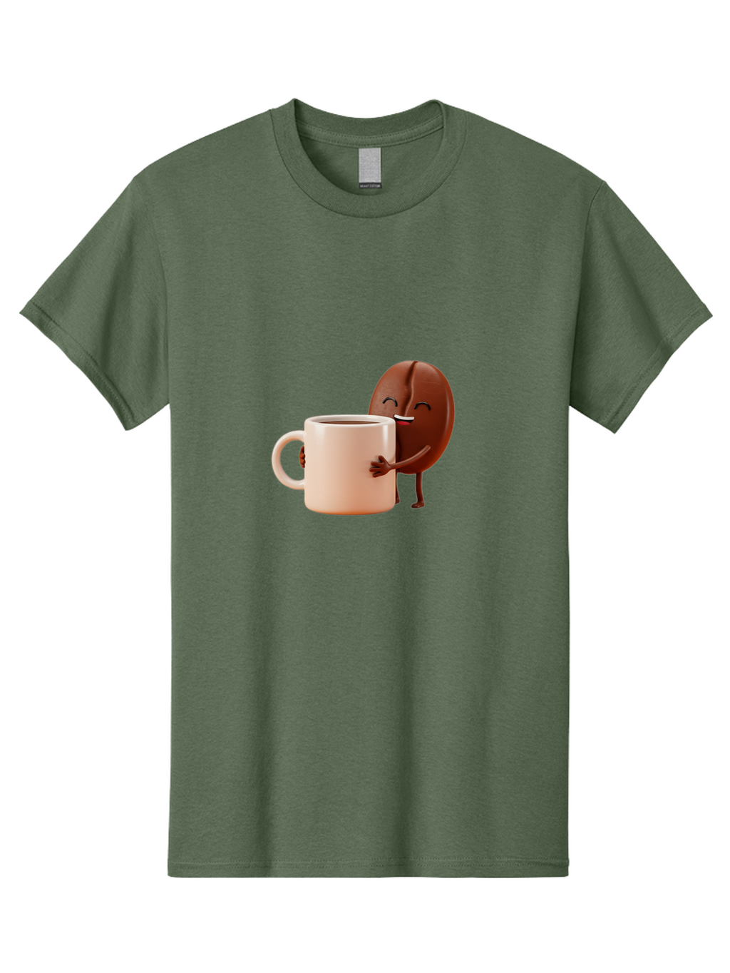 Coffee-Bean-Character-1 Men'S Graphic Tee, 100% Cotton, Comfortable Casual Summer Wear, Machine Washable, Cartoon Coffee Bean, Happy Character, Coffee Mug, Coffee Lover, Morning Pick-Me-Up, Caffeine Fix, Coffee Culture, Funny Illustration, Bab773