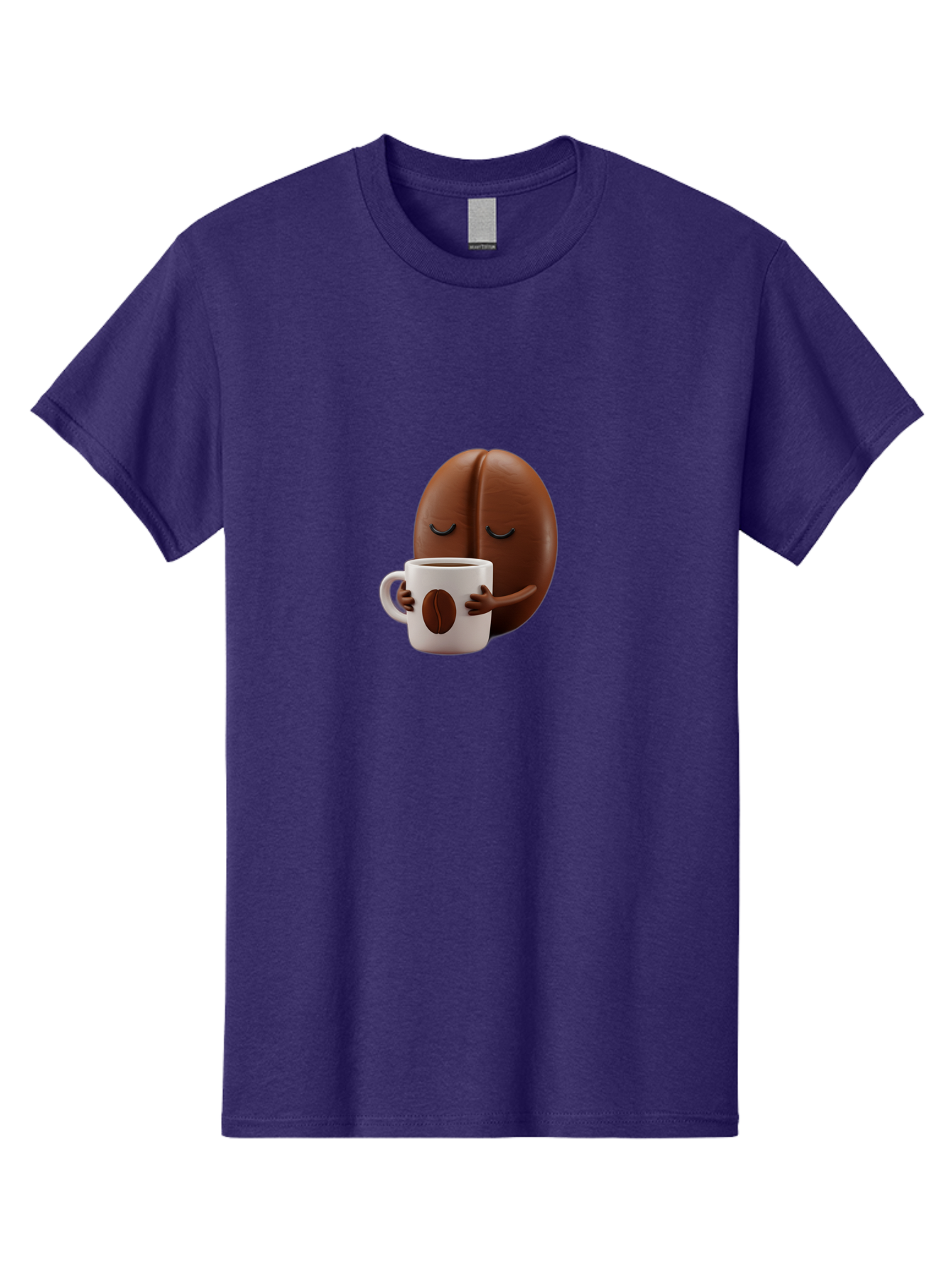 Coffee-Bean-Character-2 Men'S Graphic Tee, 100% Cotton, Comfortable Casual Summer Wear, Machine Washable, Cartoon Coffee Bean, Coffee Mug, Relaxed Atmosphere, Happy Character, Coffee Break, Morning Coffee, Caffeine Boost, Coffee Lover, Bab774