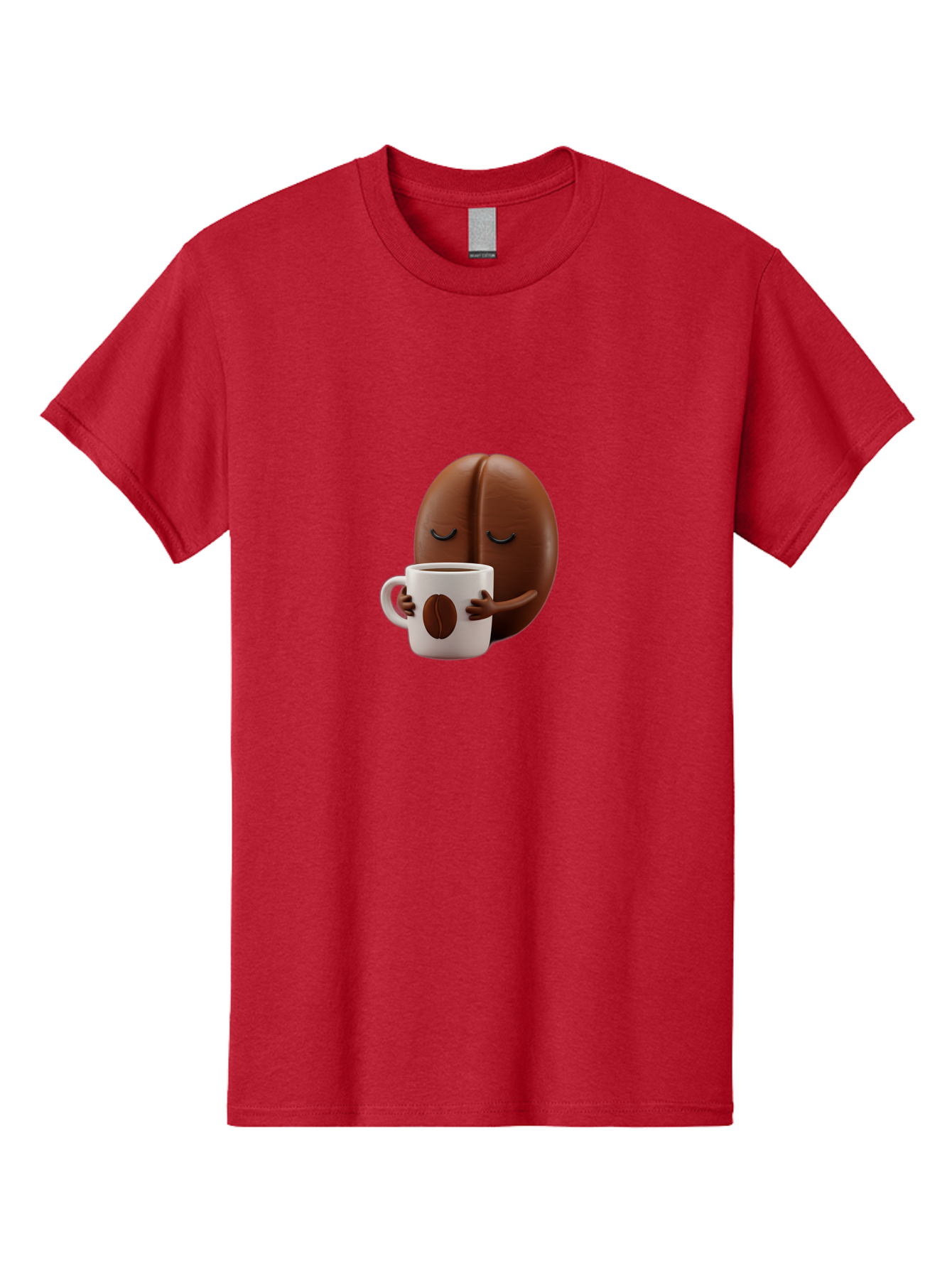 Coffee-Bean-Character-2 Men'S Graphic Tee, 100% Cotton, Comfortable Casual Summer Wear, Machine Washable, Cartoon Coffee Bean, Coffee Mug, Relaxed Atmosphere, Happy Character, Coffee Break, Morning Coffee, Caffeine Boost, Coffee Lover, Bab774