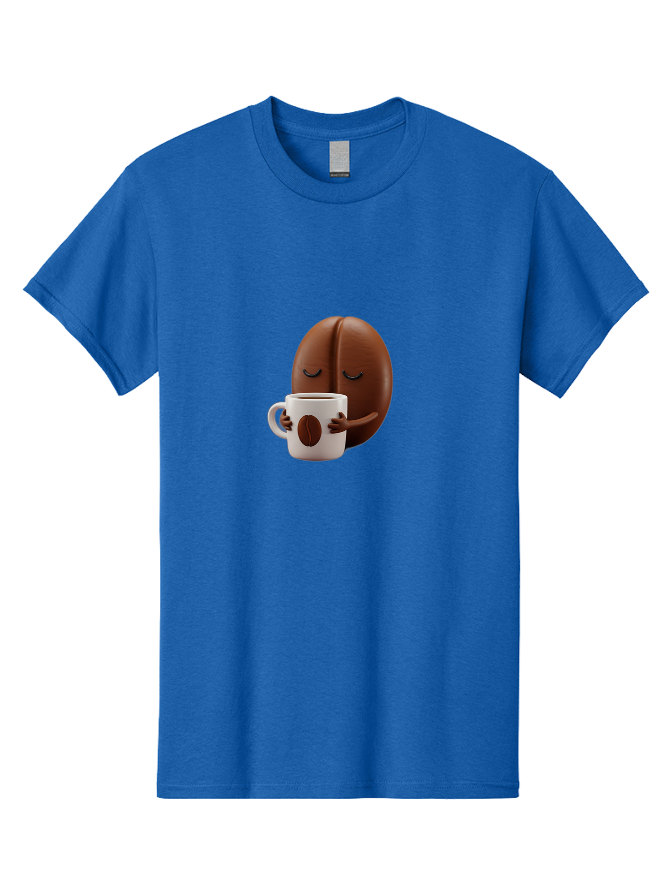 Coffee-Bean-Character-2 Men'S Graphic Tee, 100% Cotton, Comfortable Casual Summer Wear, Machine Washable, Cartoon Coffee Bean, Coffee Mug, Relaxed Atmosphere, Happy Character, Coffee Break, Morning Coffee, Caffeine Boost, Coffee Lover, Bab774