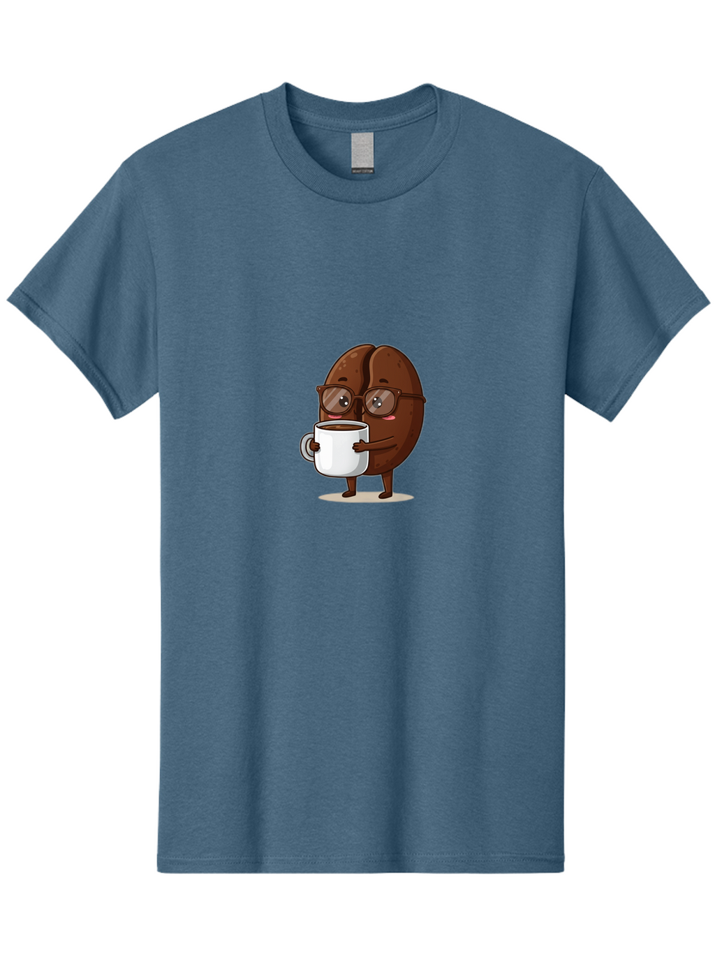 Coffee-Bean-Character-4 Men'S Graphic Tee, 100% Cotton, Comfortable Casual Summer Wear, Machine Washable, Coffee Bean Character, Coffee Lover, Brown Coffee Bean, Holding Coffee Mug, Coffee Break, Cartoon Style, Coffee Culture, Funny Character, Bab776