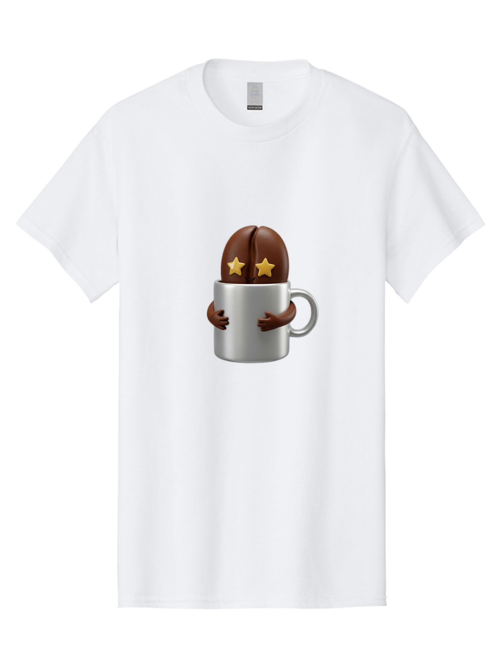 Coffee-Bean-In-A-Cup Men'S Graphic Tee, 100% Cotton, Comfortable Casual Summer Wear, Machine Washable, Coffee Bean Character, Coffee Cup, Cute Illustration, Cartoon Coffee, Coffee Culture, Coffee Love, Morning Coffee, Coffee Beans, Coffee Art Bab778