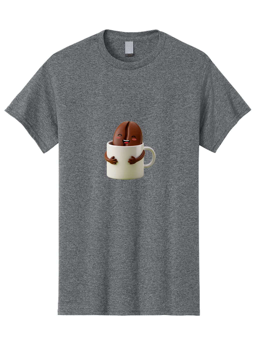 Coffee-Bean-In-Cup Men'S Graphic Tee, 100% Cotton, Comfortable Casual Summer Wear, Machine Washable, Chocolate-Covered Coffee Bean, Coffee Lover, Cute Cartoon Character, Funny Beverage, Happy Face, Quirky Design, Coffee Break, Bab779