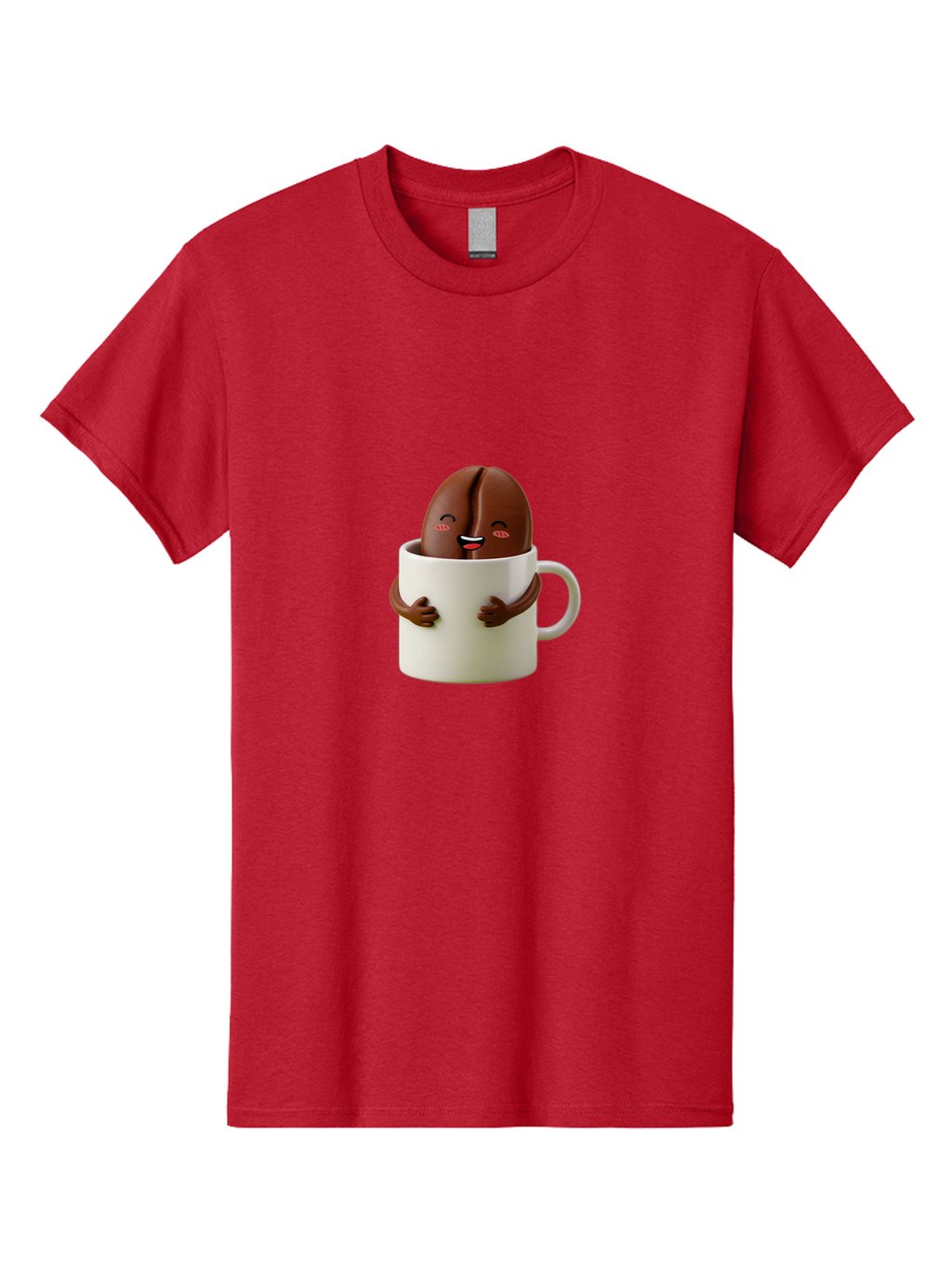 Coffee-Bean-In-Cup Men'S Graphic Tee, 100% Cotton, Comfortable Casual Summer Wear, Machine Washable, Chocolate-Covered Coffee Bean, Coffee Lover, Cute Cartoon Character, Funny Beverage, Happy Face, Quirky Design, Coffee Break, Bab779