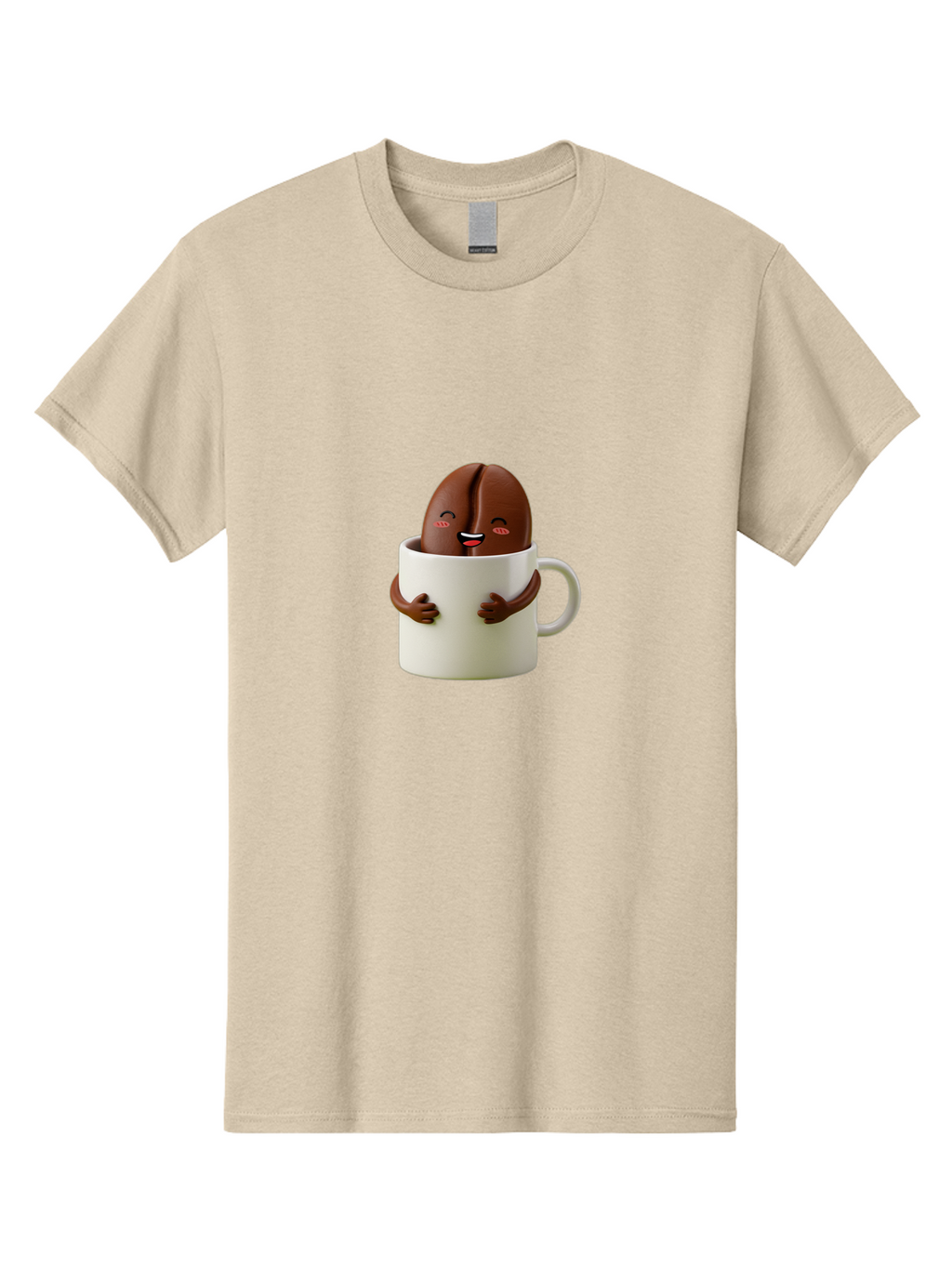 Coffee-Bean-In-Cup Men'S Graphic Tee, 100% Cotton, Comfortable Casual Summer Wear, Machine Washable, Chocolate-Covered Coffee Bean, Coffee Lover, Cute Cartoon Character, Funny Beverage, Happy Face, Quirky Design, Coffee Break, Bab779