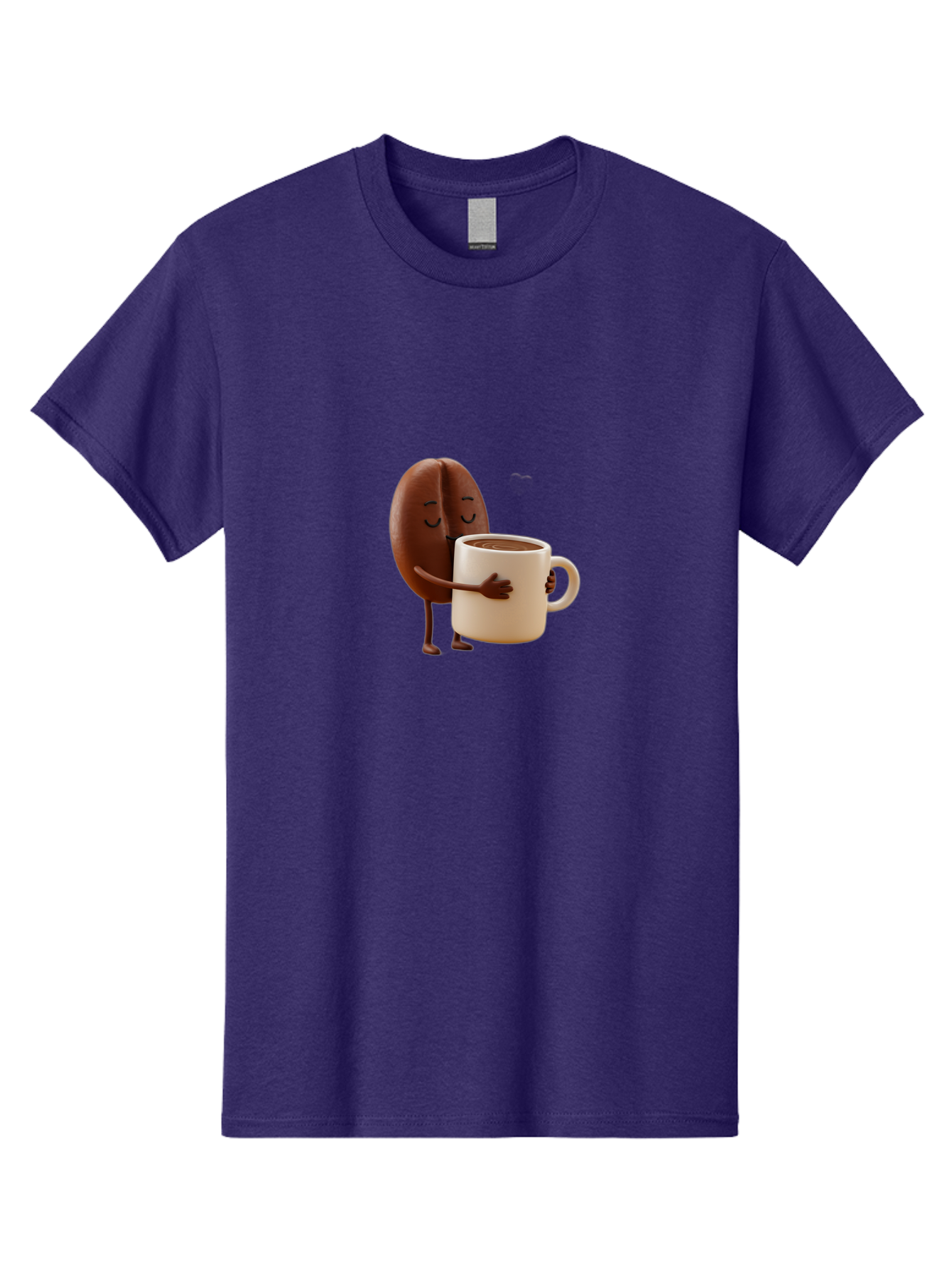 Coffee-Bean Men'S Graphic Tee, 100% Cotton, Comfortable Casual Summer Wear, Machine Washable, Coffee Bean, Anthropomorphic Character, Holding Coffee Cup, Warm Beverage, Coffee Lover, Cute Character, Cartoon Style, Morning Routine, Coffee Time Bab781
