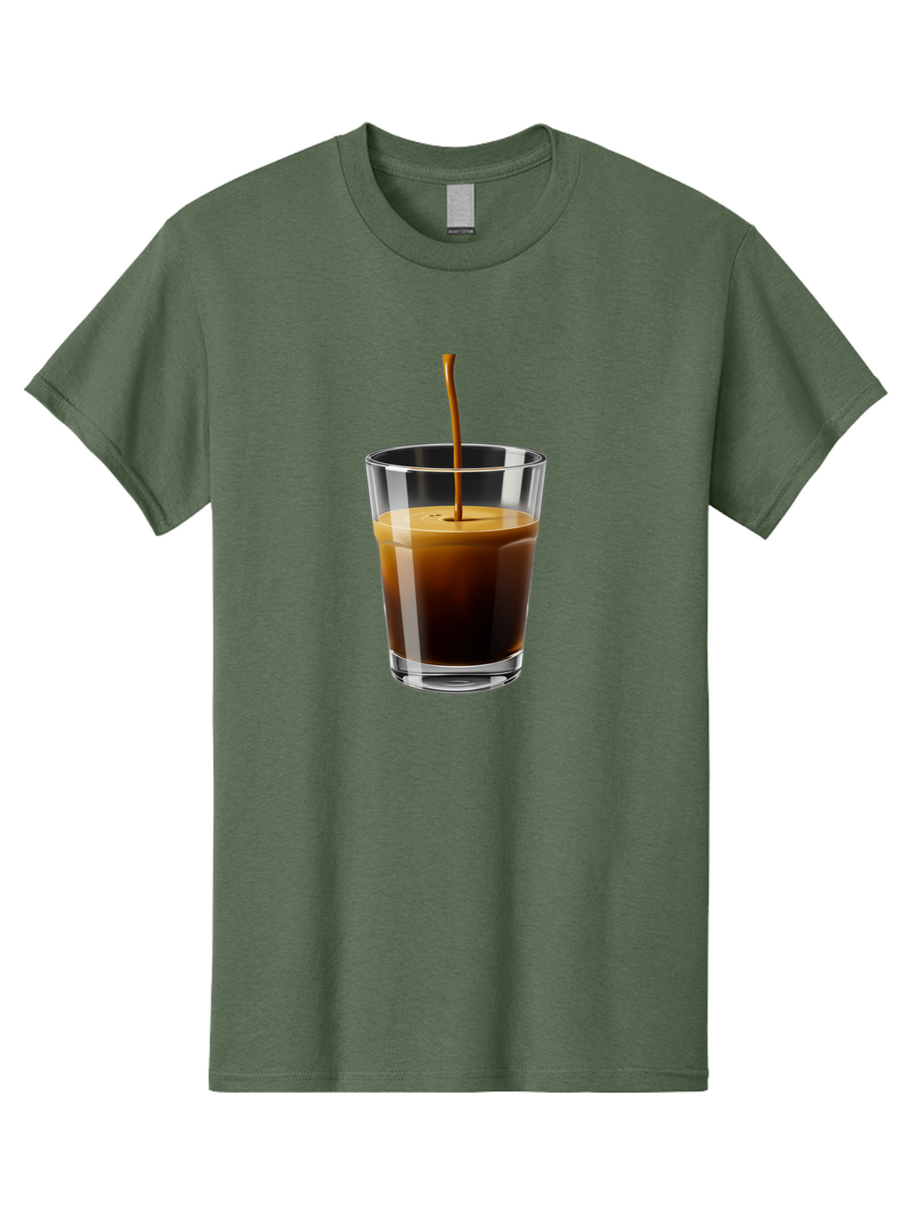 Coffee-Being-Poured-Into-A-Glass Men'S Graphic Tee, 100% Cotton, Comfortable Casual Summer Wear, Machine Washable, Coffee Being Poured, Espresso In Glass, Dark Brown Liquid, Coffee Drink, Beverage, Drinkware, Transparent Glass Bab783