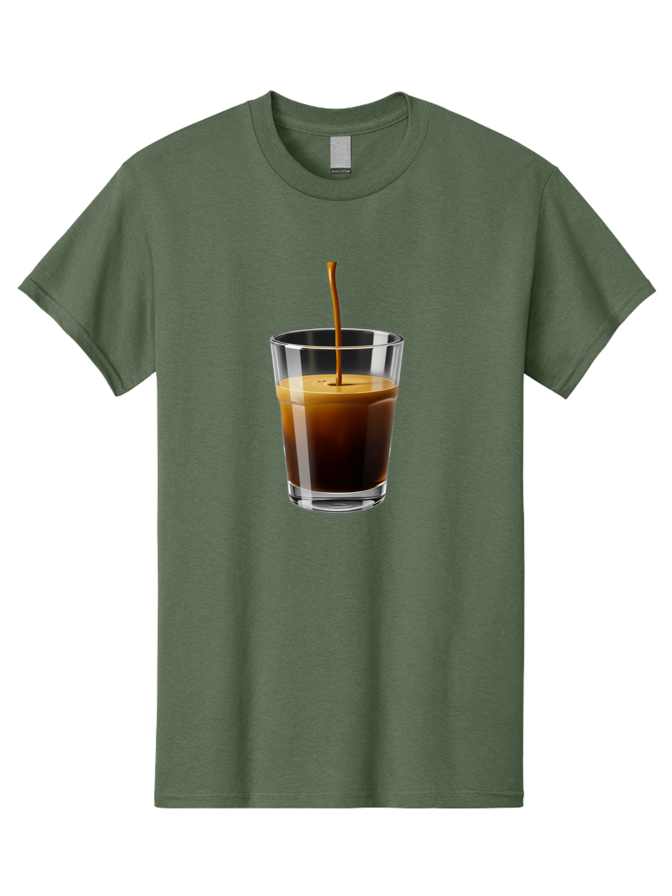 Coffee-Being-Poured-Into-A-Glass Men'S Graphic Tee, 100% Cotton, Comfortable Casual Summer Wear, Machine Washable, Coffee Being Poured, Espresso In Glass, Dark Brown Liquid, Coffee Drink, Beverage, Drinkware, Transparent Glass Bab783