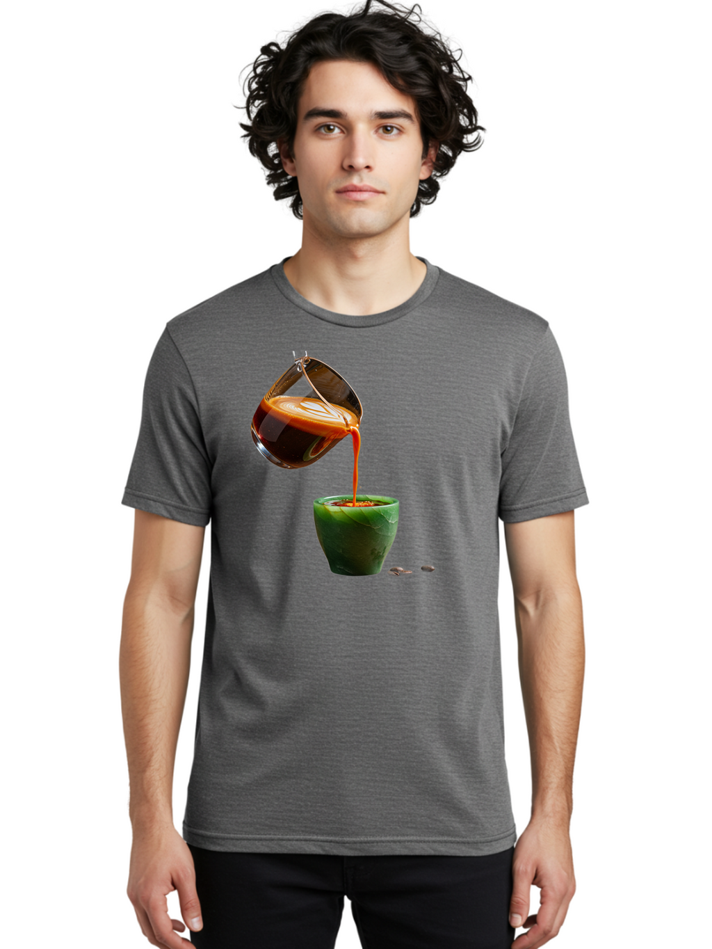 Coffee-Being-Poured Men'S Graphic Tee, 100% Cotton, Comfortable Casual Summer Wear, Machine Washable, Espresso Being Poured, Coffee In Cup, Rich Coffee, Coffee Beans, Morning Coffee, Coffee Culture, Caffeine Boost Bab784