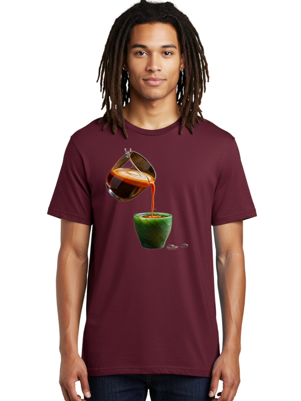 Coffee-Being-Poured Men'S Graphic Tee, 100% Cotton, Comfortable Casual Summer Wear, Machine Washable, Espresso Being Poured, Coffee In Cup, Rich Coffee, Coffee Beans, Morning Coffee, Coffee Culture, Caffeine Boost Bab784