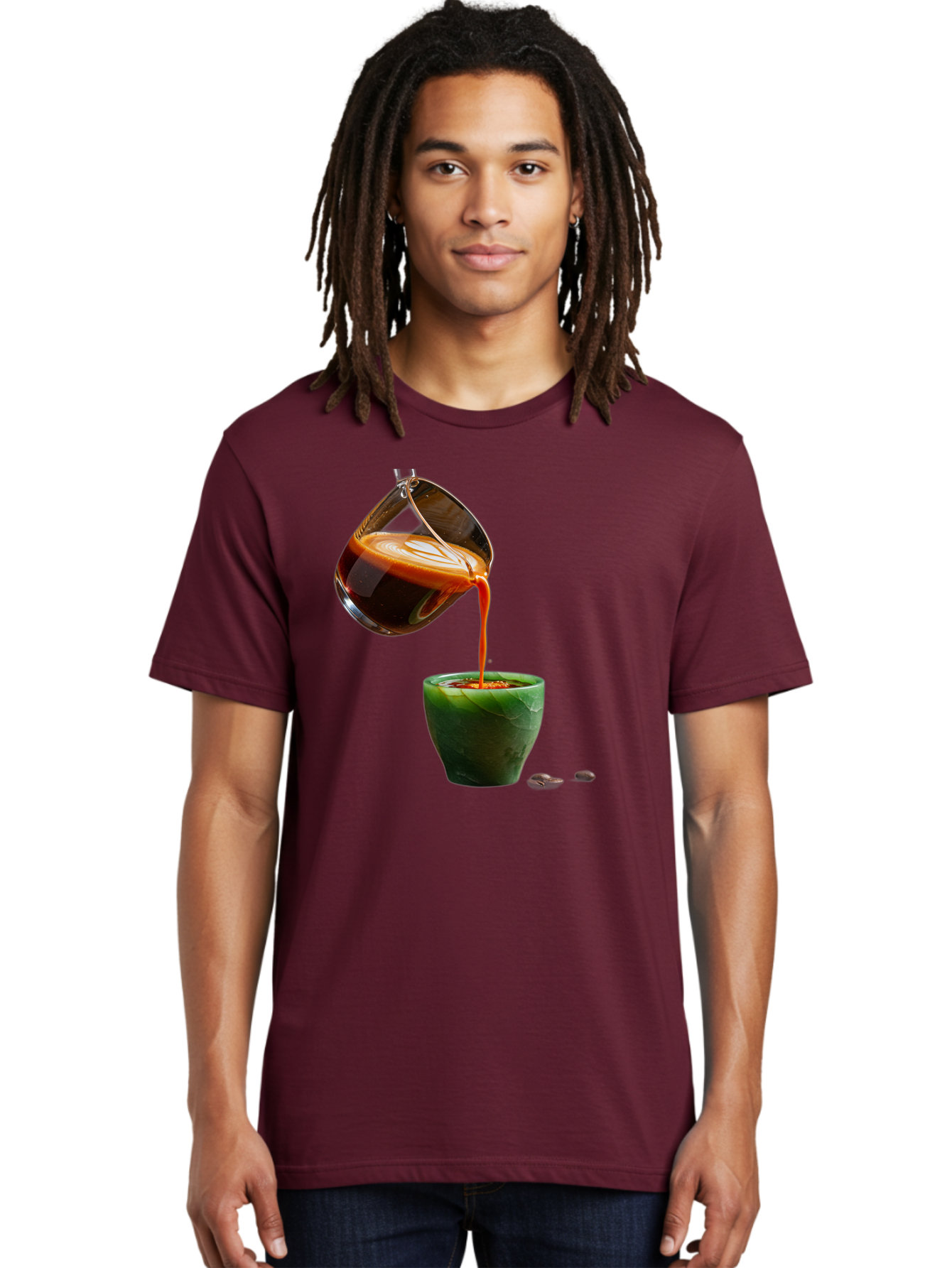 Coffee-Being-Poured Men'S Graphic Tee, 100% Cotton, Comfortable Casual Summer Wear, Machine Washable, Espresso Being Poured, Coffee In Cup, Rich Coffee, Coffee Beans, Morning Coffee, Coffee Culture, Caffeine Boost Bab784