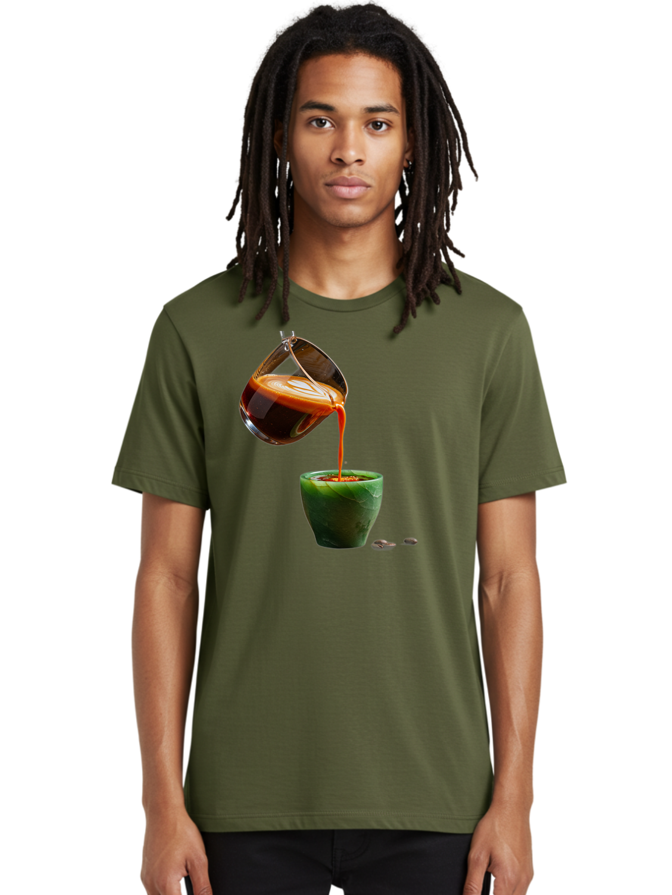 Coffee-Being-Poured Men'S Graphic Tee, 100% Cotton, Comfortable Casual Summer Wear, Machine Washable, Espresso Being Poured, Coffee In Cup, Rich Coffee, Coffee Beans, Morning Coffee, Coffee Culture, Caffeine Boost Bab784
