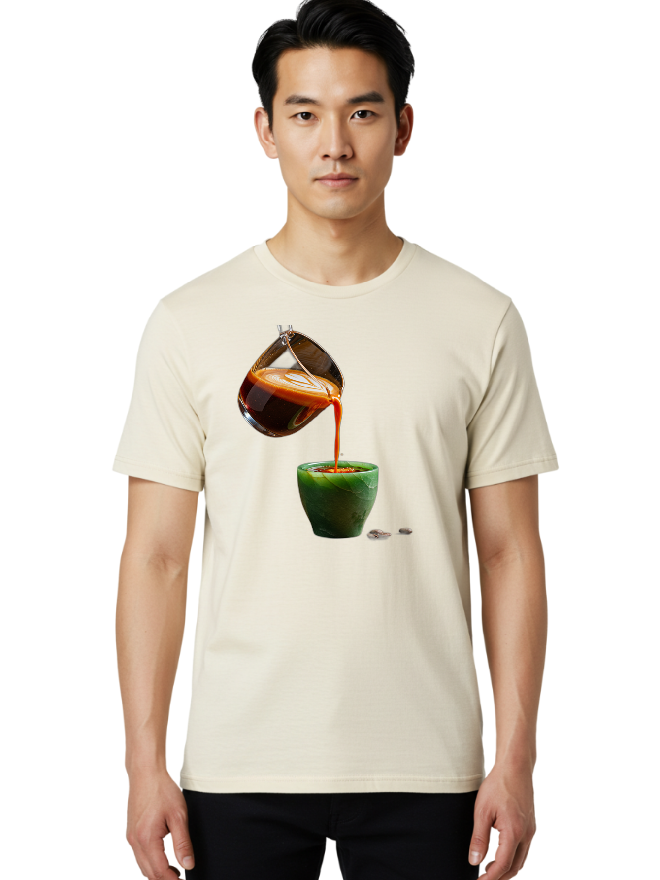 Coffee-Being-Poured Men'S Graphic Tee, 100% Cotton, Comfortable Casual Summer Wear, Machine Washable, Espresso Being Poured, Coffee In Cup, Rich Coffee, Coffee Beans, Morning Coffee, Coffee Culture, Caffeine Boost Bab784