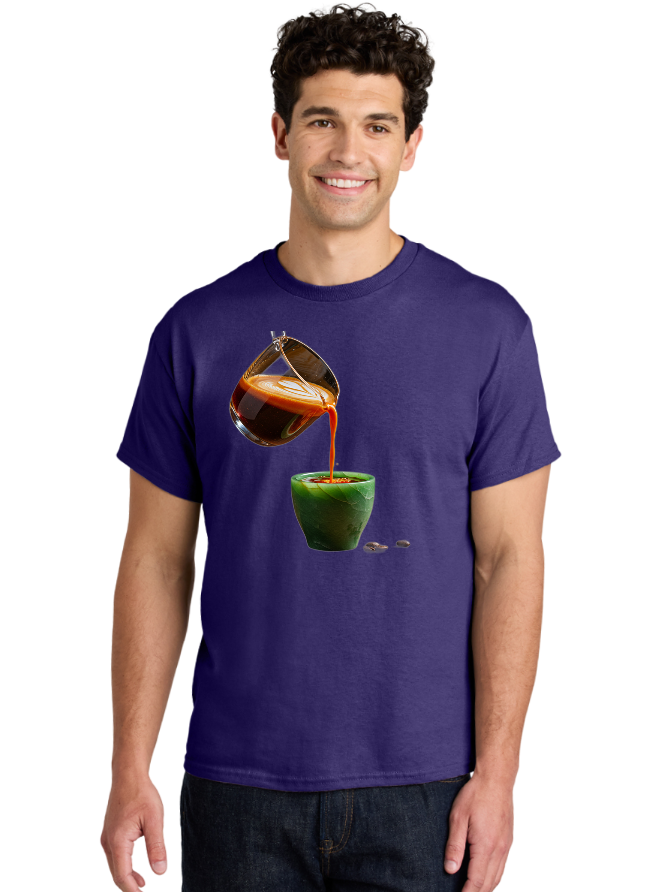 Coffee-Being-Poured Men'S Graphic Tee, 100% Cotton, Comfortable Casual Summer Wear, Machine Washable, Espresso Being Poured, Coffee In Cup, Rich Coffee, Coffee Beans, Morning Coffee, Coffee Culture, Caffeine Boost Bab784