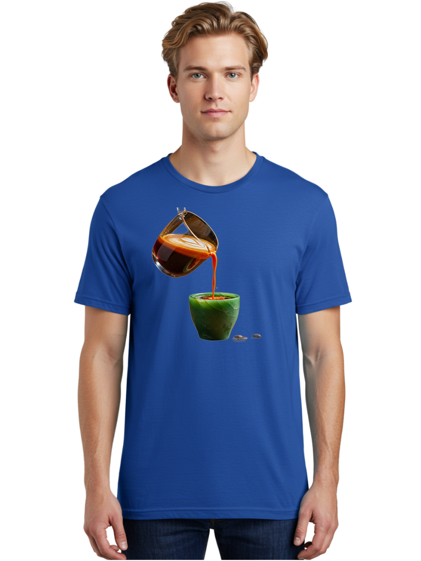 Coffee-Being-Poured Men'S Graphic Tee, 100% Cotton, Comfortable Casual Summer Wear, Machine Washable, Espresso Being Poured, Coffee In Cup, Rich Coffee, Coffee Beans, Morning Coffee, Coffee Culture, Caffeine Boost Bab784