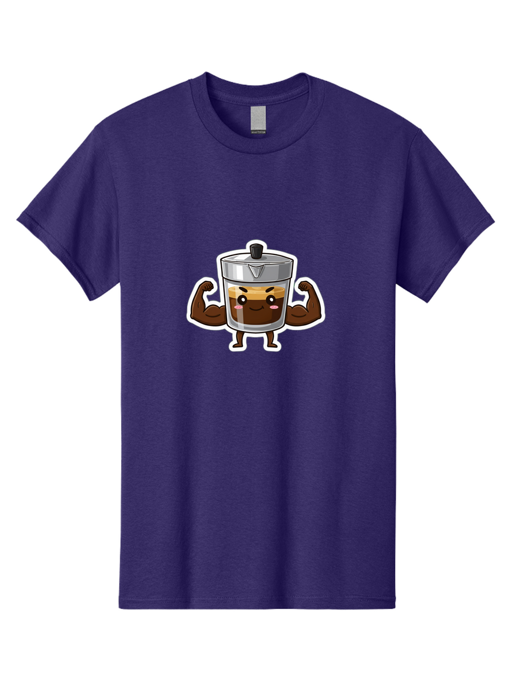 Coffee-Character Men'S Graphic Tee, 100% Cotton, Comfortable Casual Summer Wear, Machine Washable, Cartoon Coffee, Muscular Arms, Flexing Biceps, Coffee Cup, Brown Coffee, Silver Lid, Anthropomorphic Coffee, Funny Coffee, Coffee Character, Bab785
