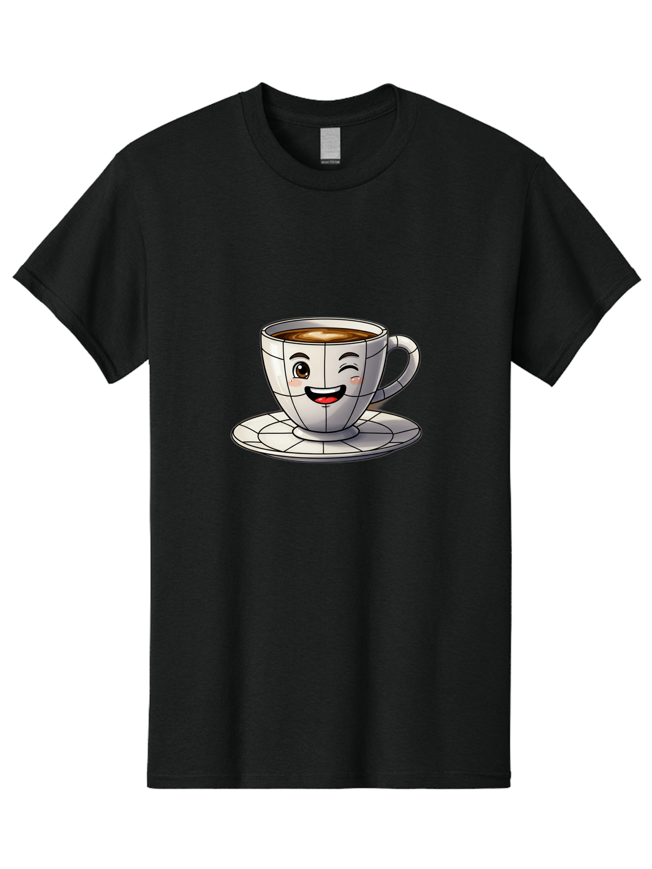 Coffee-Cup-1 Men'S Graphic Tee, 100% Cotton, Comfortable Casual Summer Wear, Machine Washable, Cartoon Coffee Cup, Smiling Face, Happy Expression, Coffee Break, Morning Routine, Cafe Culture, Animated Character, Playful Design, Whimsical Art Bab786