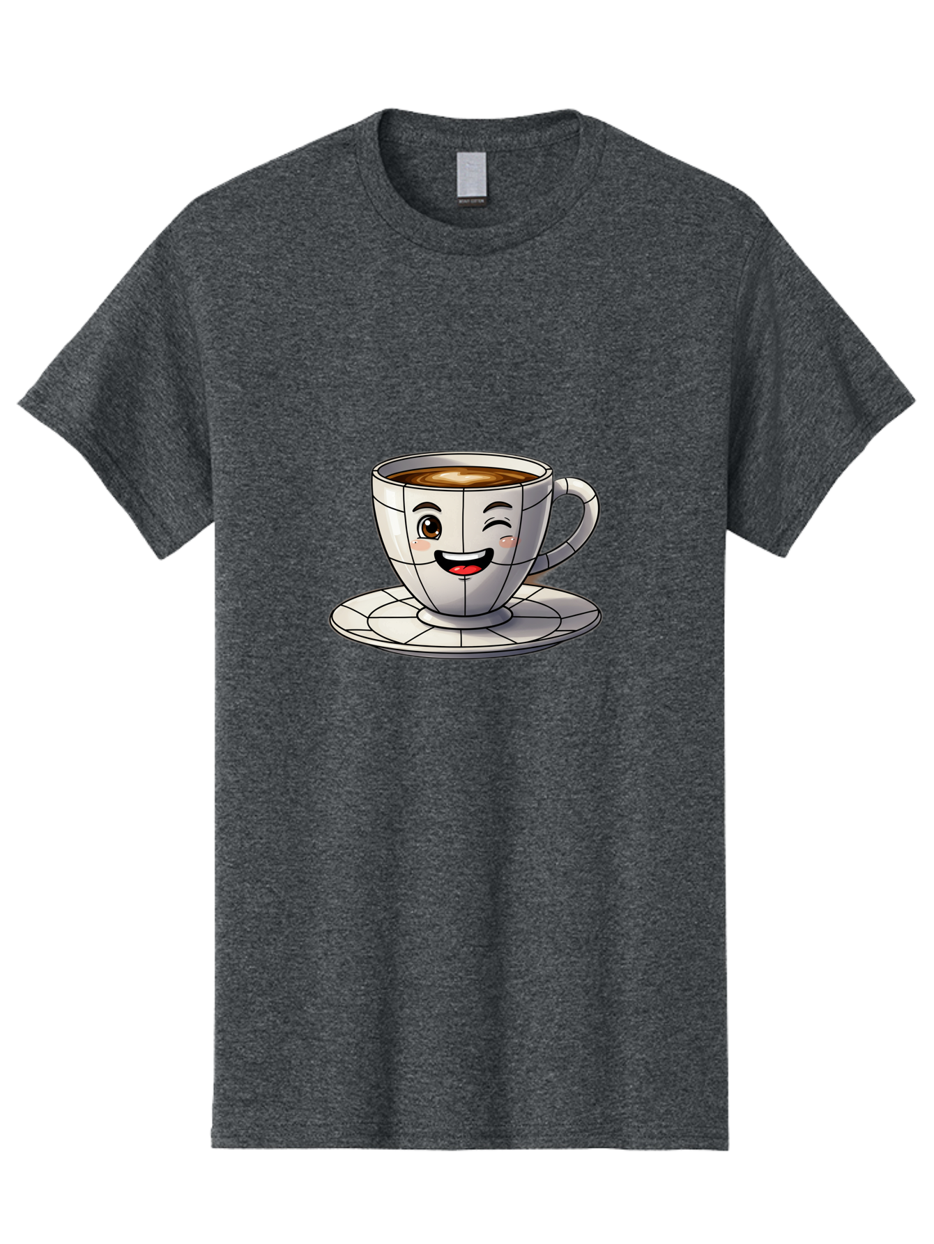 Coffee-Cup-1 Men'S Graphic Tee, 100% Cotton, Comfortable Casual Summer Wear, Machine Washable, Cartoon Coffee Cup, Smiling Face, Happy Expression, Coffee Break, Morning Routine, Cafe Culture, Animated Character, Playful Design, Whimsical Art Bab786