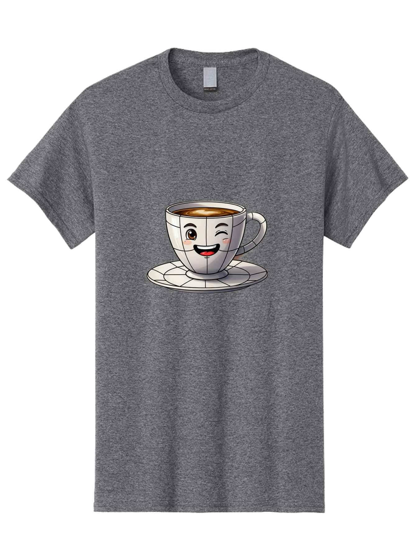 Coffee-Cup-1 Men'S Graphic Tee, 100% Cotton, Comfortable Casual Summer Wear, Machine Washable, Cartoon Coffee Cup, Smiling Face, Happy Expression, Coffee Break, Morning Routine, Cafe Culture, Animated Character, Playful Design, Whimsical Art Bab786