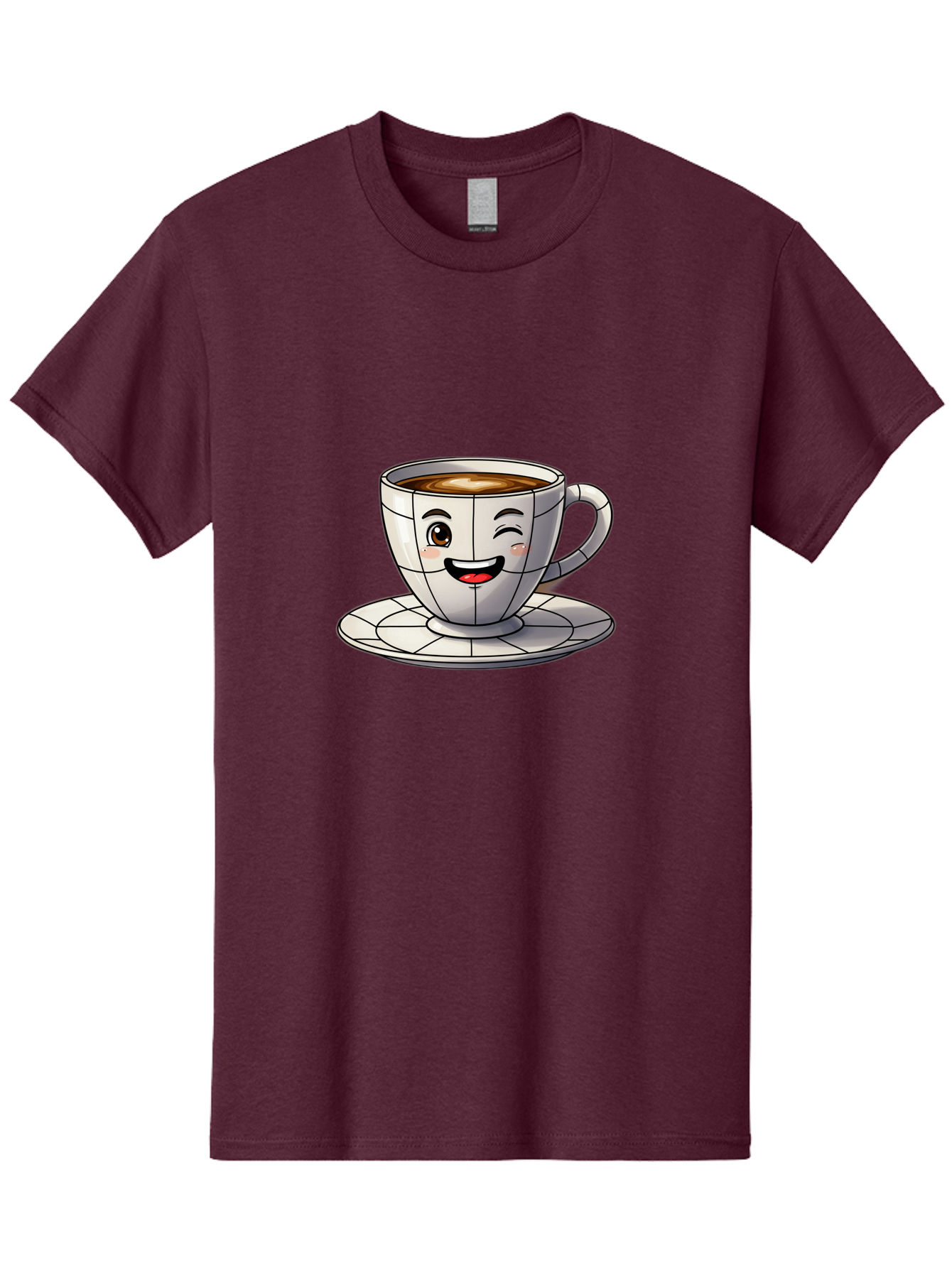 Coffee-Cup-1 Men'S Graphic Tee, 100% Cotton, Comfortable Casual Summer Wear, Machine Washable, Cartoon Coffee Cup, Smiling Face, Happy Expression, Coffee Break, Morning Routine, Cafe Culture, Animated Character, Playful Design, Whimsical Art Bab786