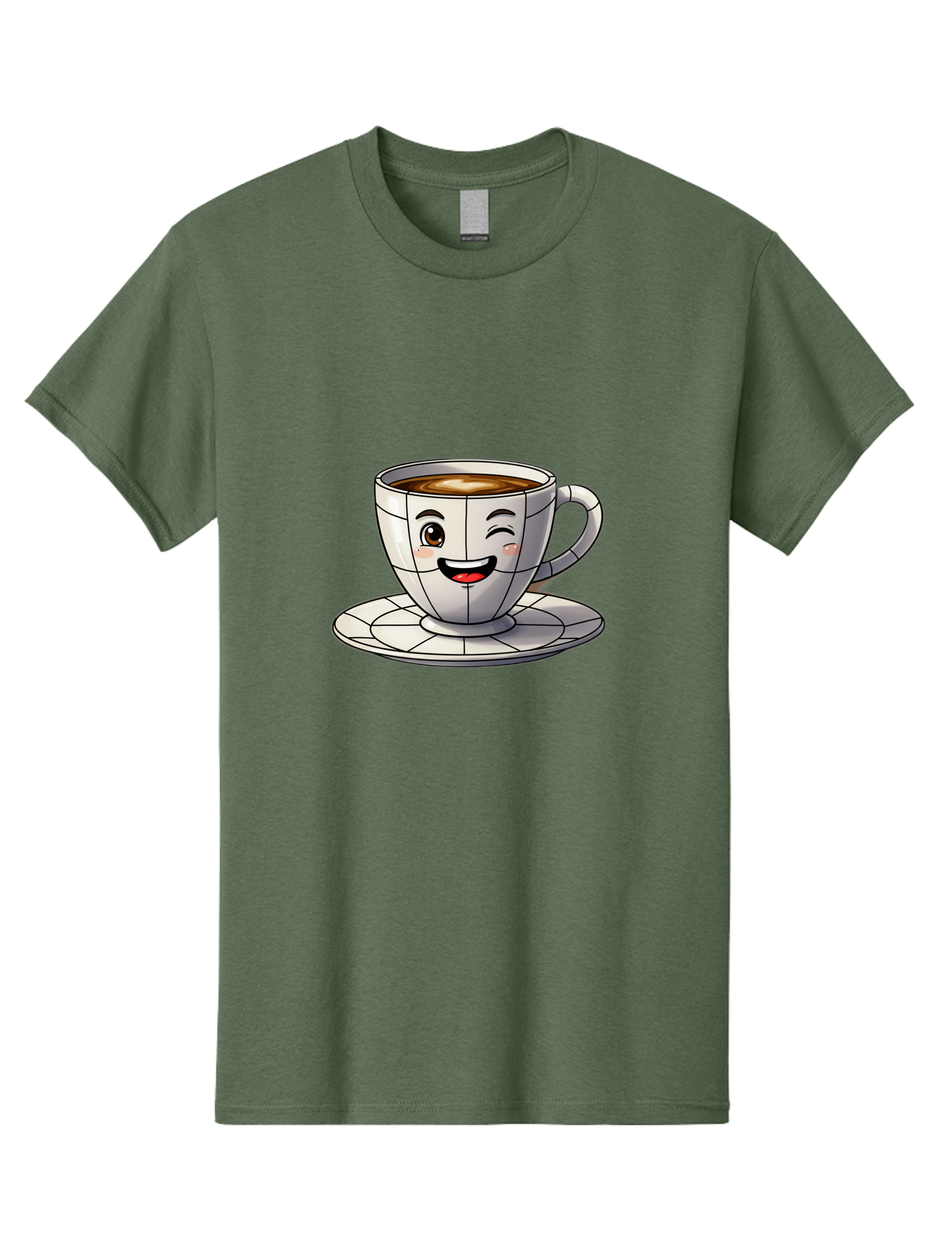 Coffee-Cup-1 Men'S Graphic Tee, 100% Cotton, Comfortable Casual Summer Wear, Machine Washable, Cartoon Coffee Cup, Smiling Face, Happy Expression, Coffee Break, Morning Routine, Cafe Culture, Animated Character, Playful Design, Whimsical Art Bab786