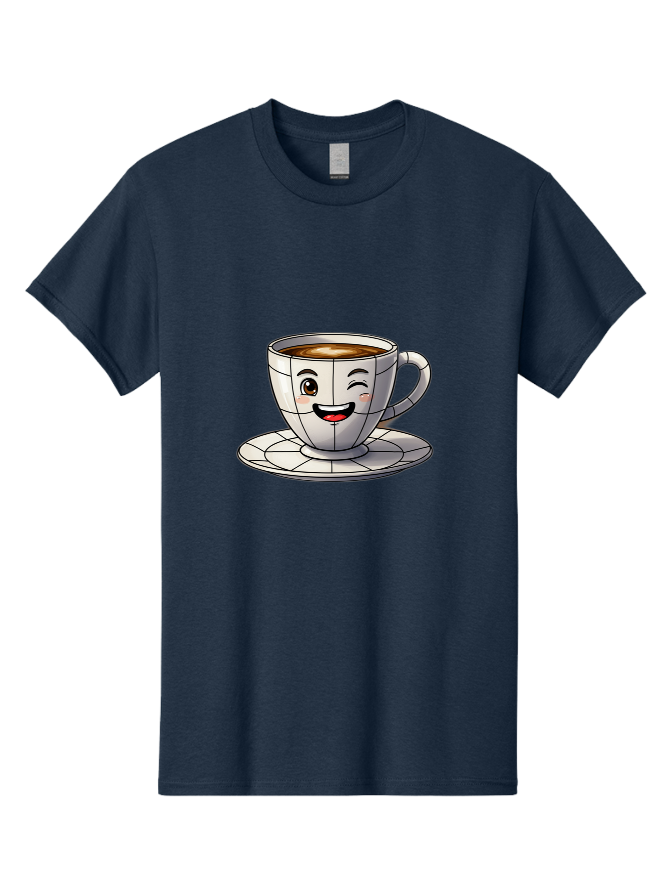 Coffee-Cup-1 Men'S Graphic Tee, 100% Cotton, Comfortable Casual Summer Wear, Machine Washable, Cartoon Coffee Cup, Smiling Face, Happy Expression, Coffee Break, Morning Routine, Cafe Culture, Animated Character, Playful Design, Whimsical Art Bab786