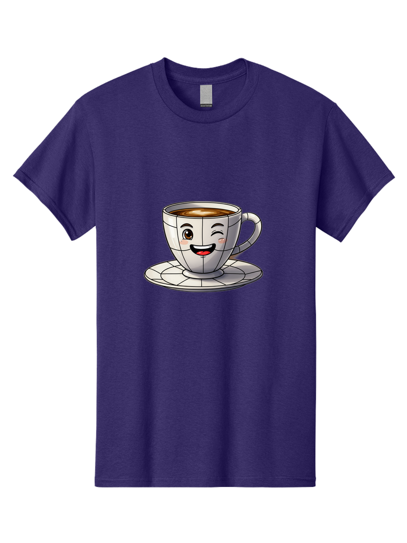 Coffee-Cup-1 Men'S Graphic Tee, 100% Cotton, Comfortable Casual Summer Wear, Machine Washable, Cartoon Coffee Cup, Smiling Face, Happy Expression, Coffee Break, Morning Routine, Cafe Culture, Animated Character, Playful Design, Whimsical Art Bab786