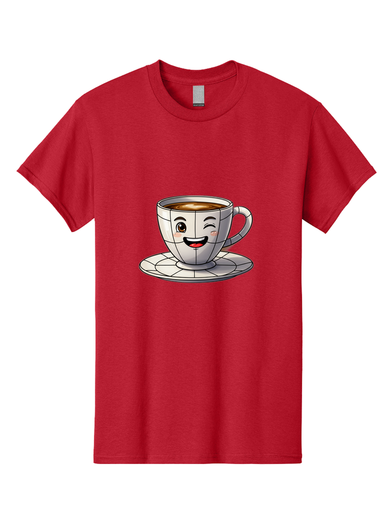 Coffee-Cup-1 Men'S Graphic Tee, 100% Cotton, Comfortable Casual Summer Wear, Machine Washable, Cartoon Coffee Cup, Smiling Face, Happy Expression, Coffee Break, Morning Routine, Cafe Culture, Animated Character, Playful Design, Whimsical Art Bab786