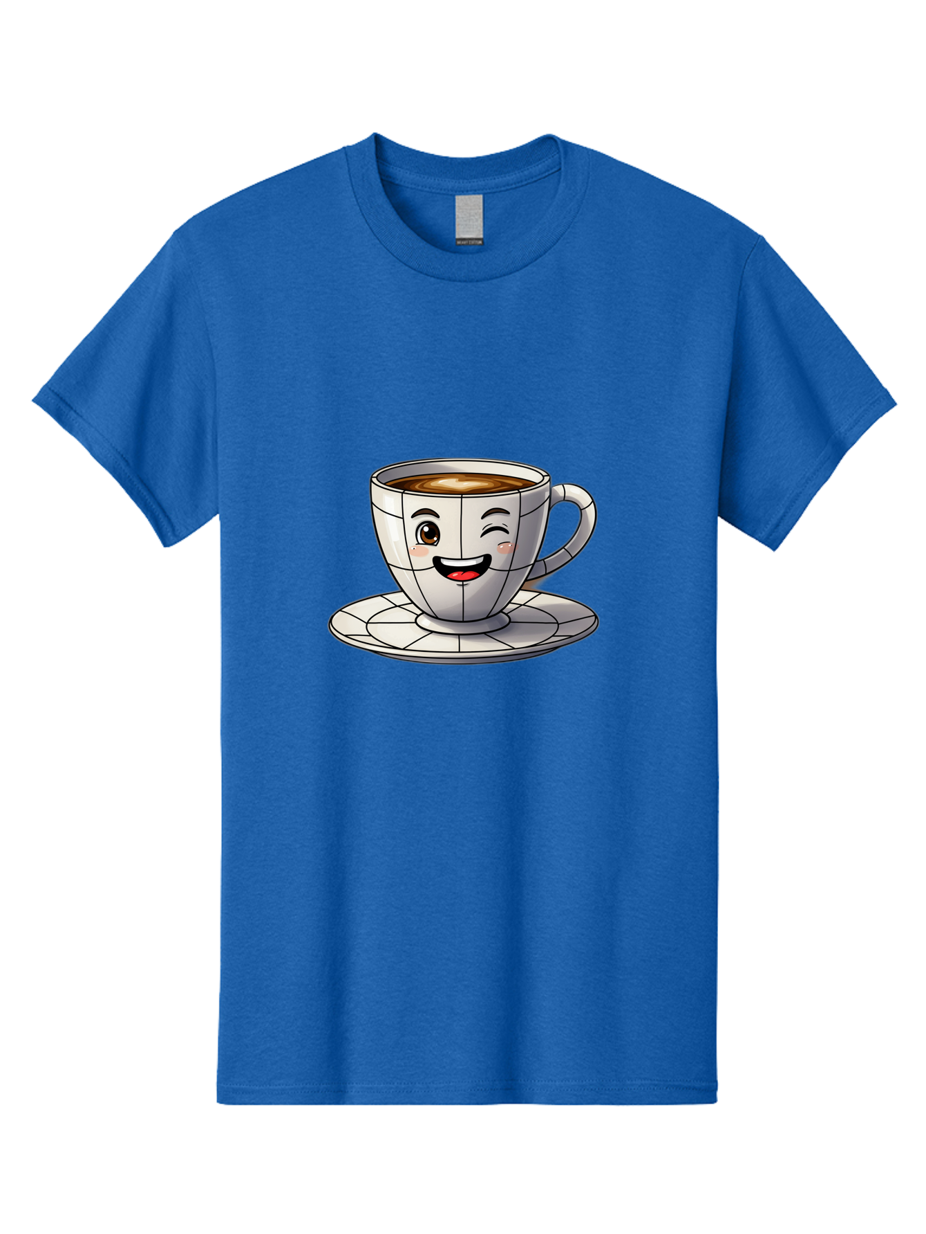 Coffee-Cup-1 Men'S Graphic Tee, 100% Cotton, Comfortable Casual Summer Wear, Machine Washable, Cartoon Coffee Cup, Smiling Face, Happy Expression, Coffee Break, Morning Routine, Cafe Culture, Animated Character, Playful Design, Whimsical Art Bab786