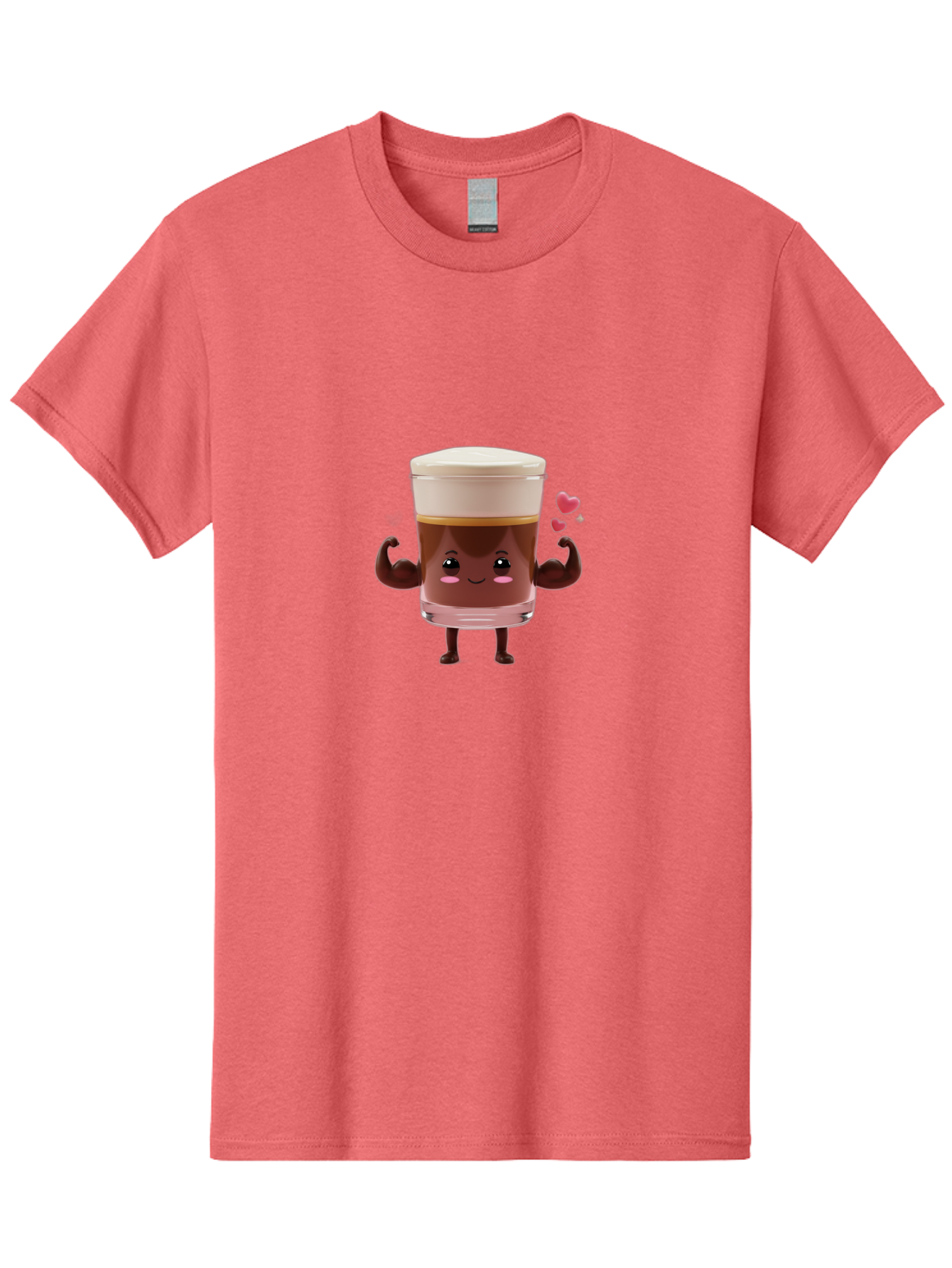 Coffee-Cup-2 Men'S Graphic Tee, 100% Cotton, Comfortable Casual Summer Wear, Machine Washable, Cartoon Coffee Cup, Strong Personality, Flexing Muscles, Smiling Face, Coffee Lover, Coffee Culture, Morning Pick-Me-Up, Coffee Break Bab787