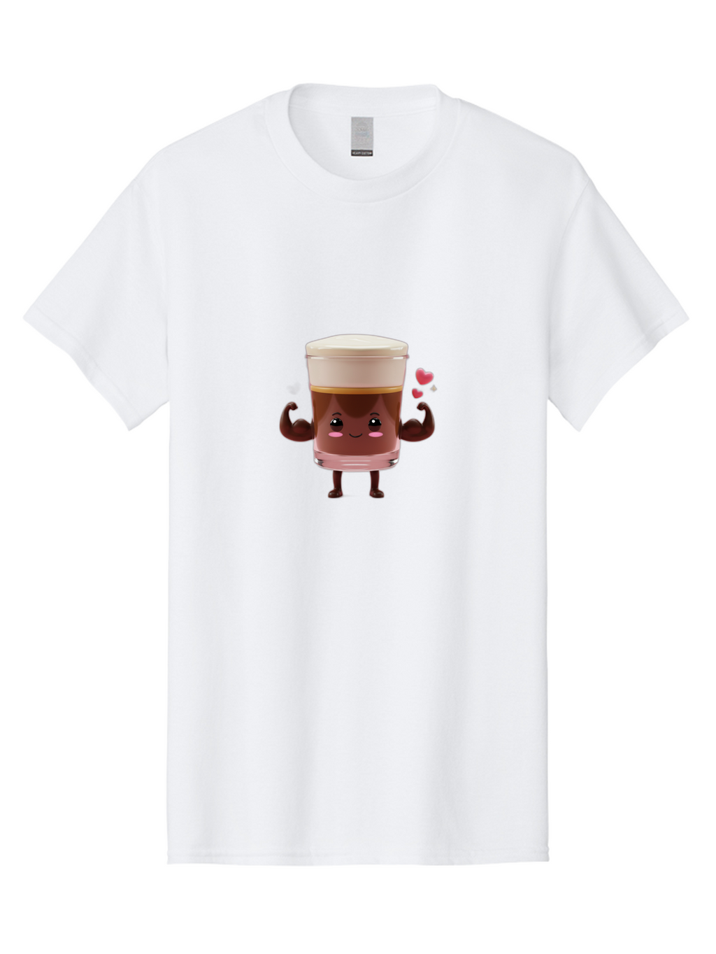 Coffee-Cup-2 Men'S Graphic Tee, 100% Cotton, Comfortable Casual Summer Wear, Machine Washable, Cartoon Coffee Cup, Strong Personality, Flexing Muscles, Smiling Face, Coffee Lover, Coffee Culture, Morning Pick-Me-Up, Coffee Break Bab787