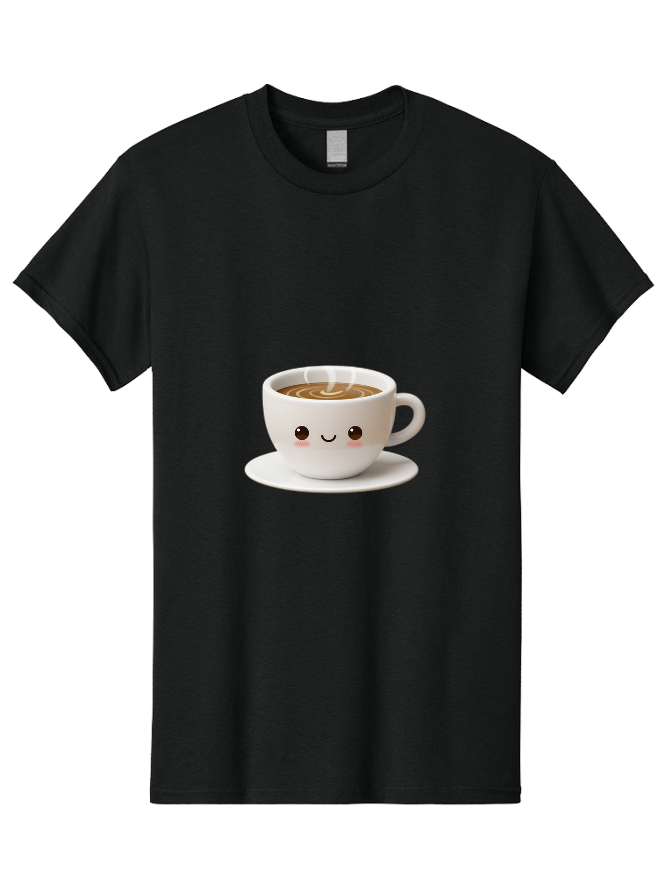 Coffee-Cup-3 Men'S Graphic Tee, 100% Cotton, Comfortable Casual Summer Wear, Machine Washable, Cute Coffee Cup, Smiling Face, Steaming Hot Coffee, Latte Art, Cartoon Style, Adorable Character, Morning Pick-Me-Up, Coffee Break Bab788