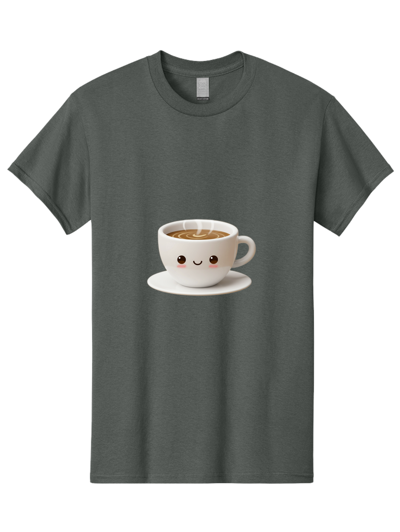 Coffee-Cup-3 Men'S Graphic Tee, 100% Cotton, Comfortable Casual Summer Wear, Machine Washable, Cute Coffee Cup, Smiling Face, Steaming Hot Coffee, Latte Art, Cartoon Style, Adorable Character, Morning Pick-Me-Up, Coffee Break Bab788