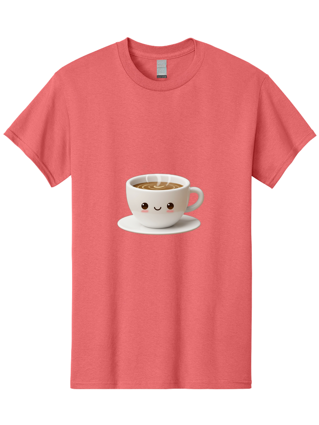Coffee-Cup-3 Men'S Graphic Tee, 100% Cotton, Comfortable Casual Summer Wear, Machine Washable, Cute Coffee Cup, Smiling Face, Steaming Hot Coffee, Latte Art, Cartoon Style, Adorable Character, Morning Pick-Me-Up, Coffee Break Bab788