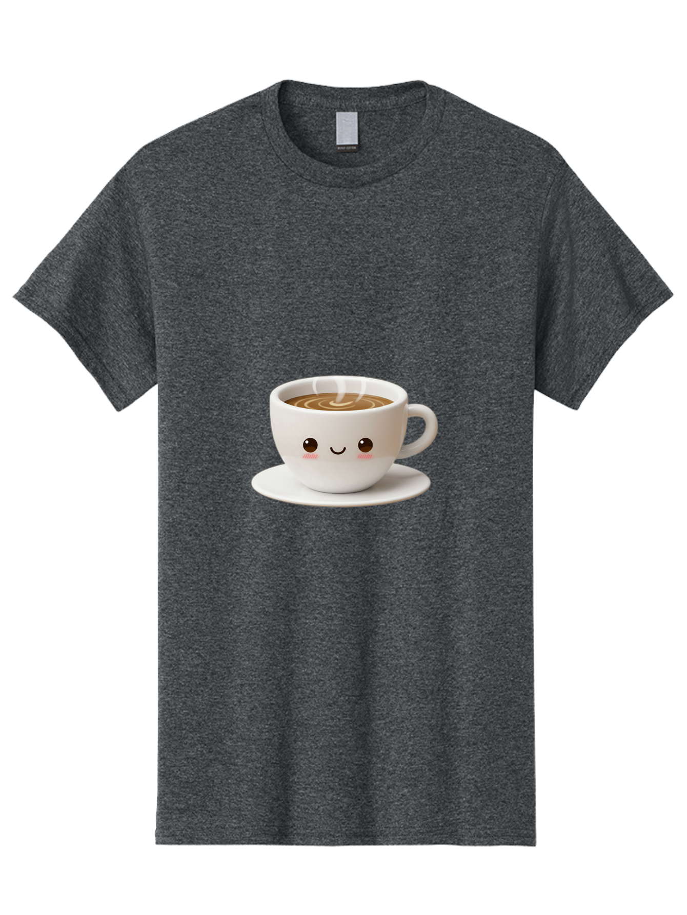 Coffee-Cup-3 Men'S Graphic Tee, 100% Cotton, Comfortable Casual Summer Wear, Machine Washable, Cute Coffee Cup, Smiling Face, Steaming Hot Coffee, Latte Art, Cartoon Style, Adorable Character, Morning Pick-Me-Up, Coffee Break Bab788