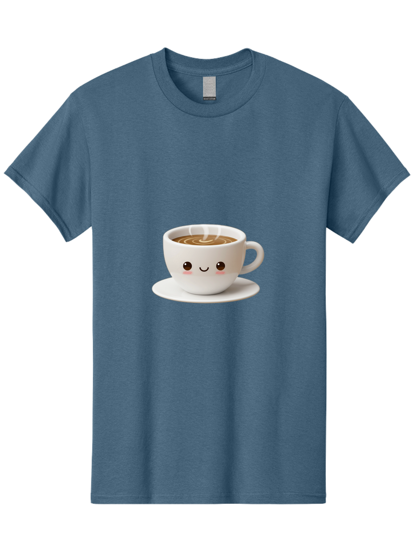 Coffee-Cup-3 Men'S Graphic Tee, 100% Cotton, Comfortable Casual Summer Wear, Machine Washable, Cute Coffee Cup, Smiling Face, Steaming Hot Coffee, Latte Art, Cartoon Style, Adorable Character, Morning Pick-Me-Up, Coffee Break Bab788