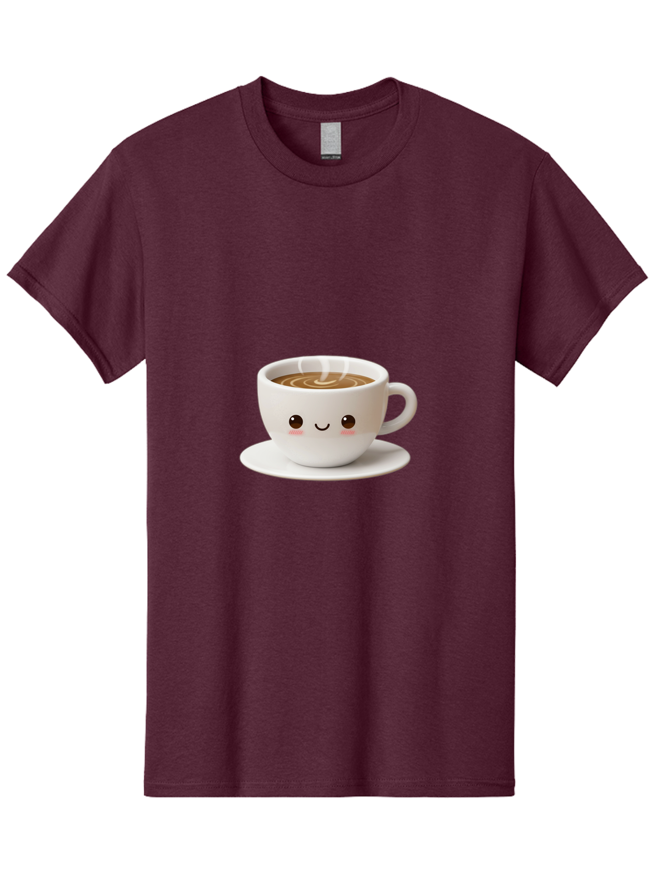 Coffee-Cup-3 Men'S Graphic Tee, 100% Cotton, Comfortable Casual Summer Wear, Machine Washable, Cute Coffee Cup, Smiling Face, Steaming Hot Coffee, Latte Art, Cartoon Style, Adorable Character, Morning Pick-Me-Up, Coffee Break Bab788