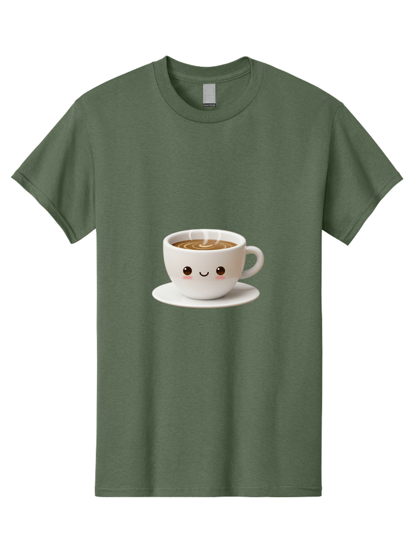 Coffee-Cup-3 Men'S Graphic Tee, 100% Cotton, Comfortable Casual Summer Wear, Machine Washable, Cute Coffee Cup, Smiling Face, Steaming Hot Coffee, Latte Art, Cartoon Style, Adorable Character, Morning Pick-Me-Up, Coffee Break Bab788
