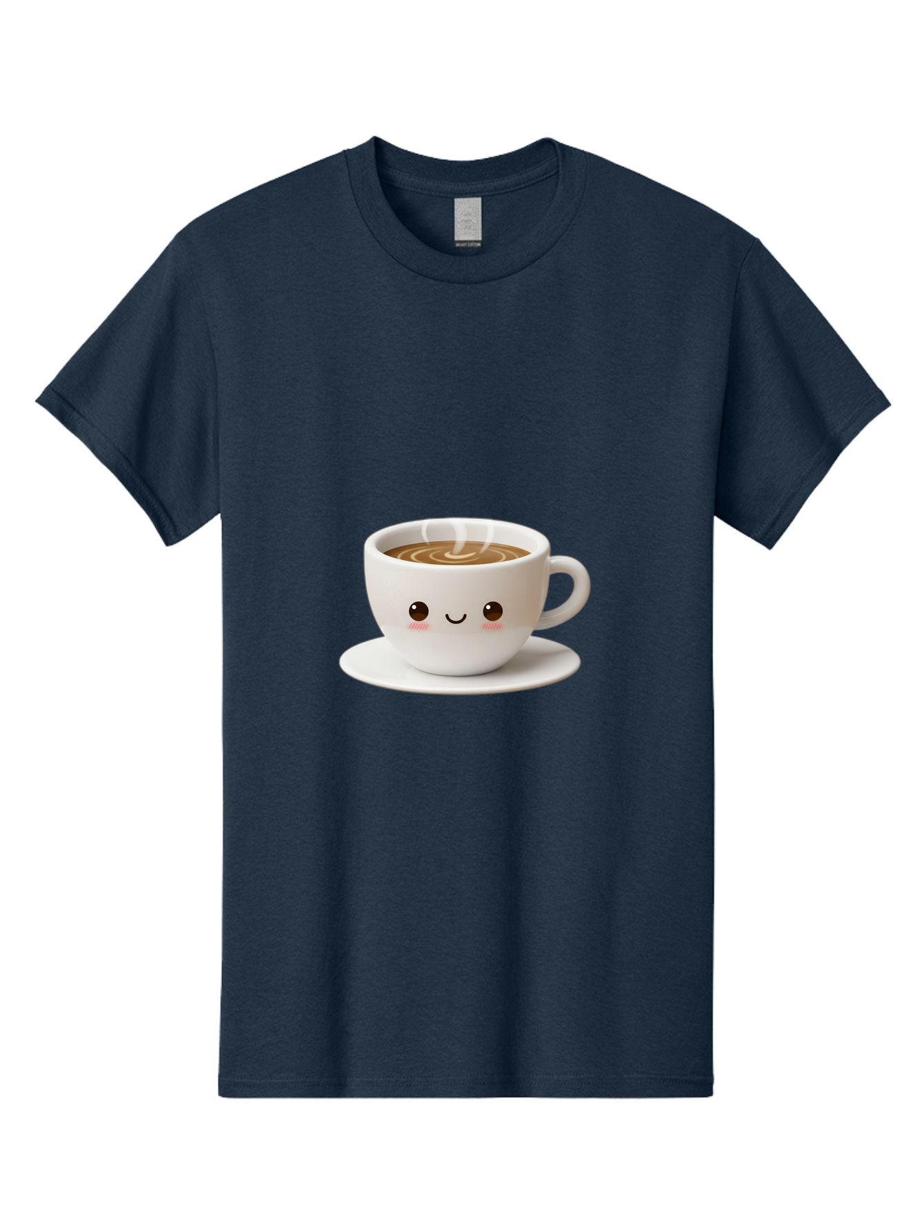 Coffee-Cup-3 Men'S Graphic Tee, 100% Cotton, Comfortable Casual Summer Wear, Machine Washable, Cute Coffee Cup, Smiling Face, Steaming Hot Coffee, Latte Art, Cartoon Style, Adorable Character, Morning Pick-Me-Up, Coffee Break Bab788