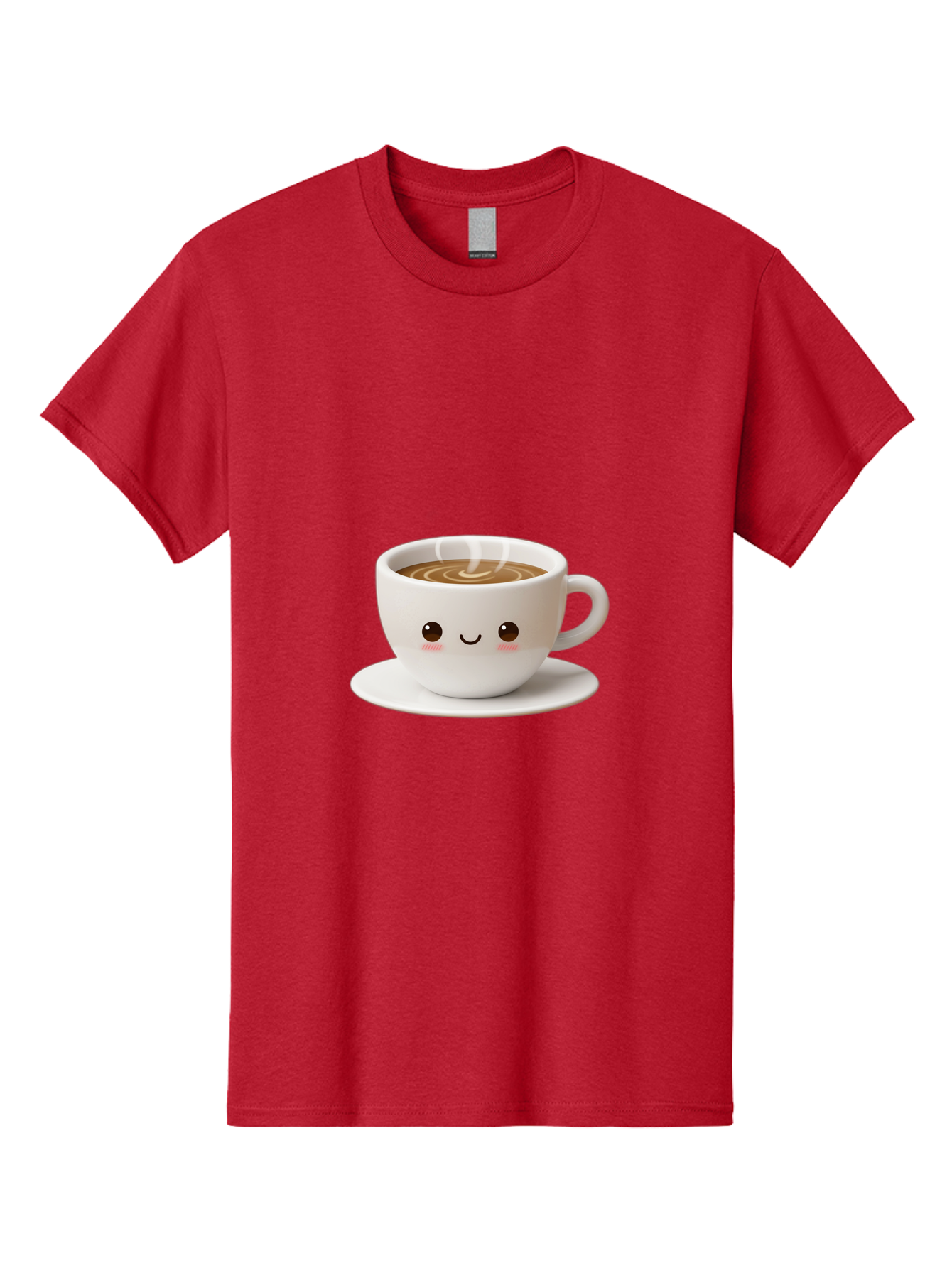 Coffee-Cup-3 Men'S Graphic Tee, 100% Cotton, Comfortable Casual Summer Wear, Machine Washable, Cute Coffee Cup, Smiling Face, Steaming Hot Coffee, Latte Art, Cartoon Style, Adorable Character, Morning Pick-Me-Up, Coffee Break Bab788