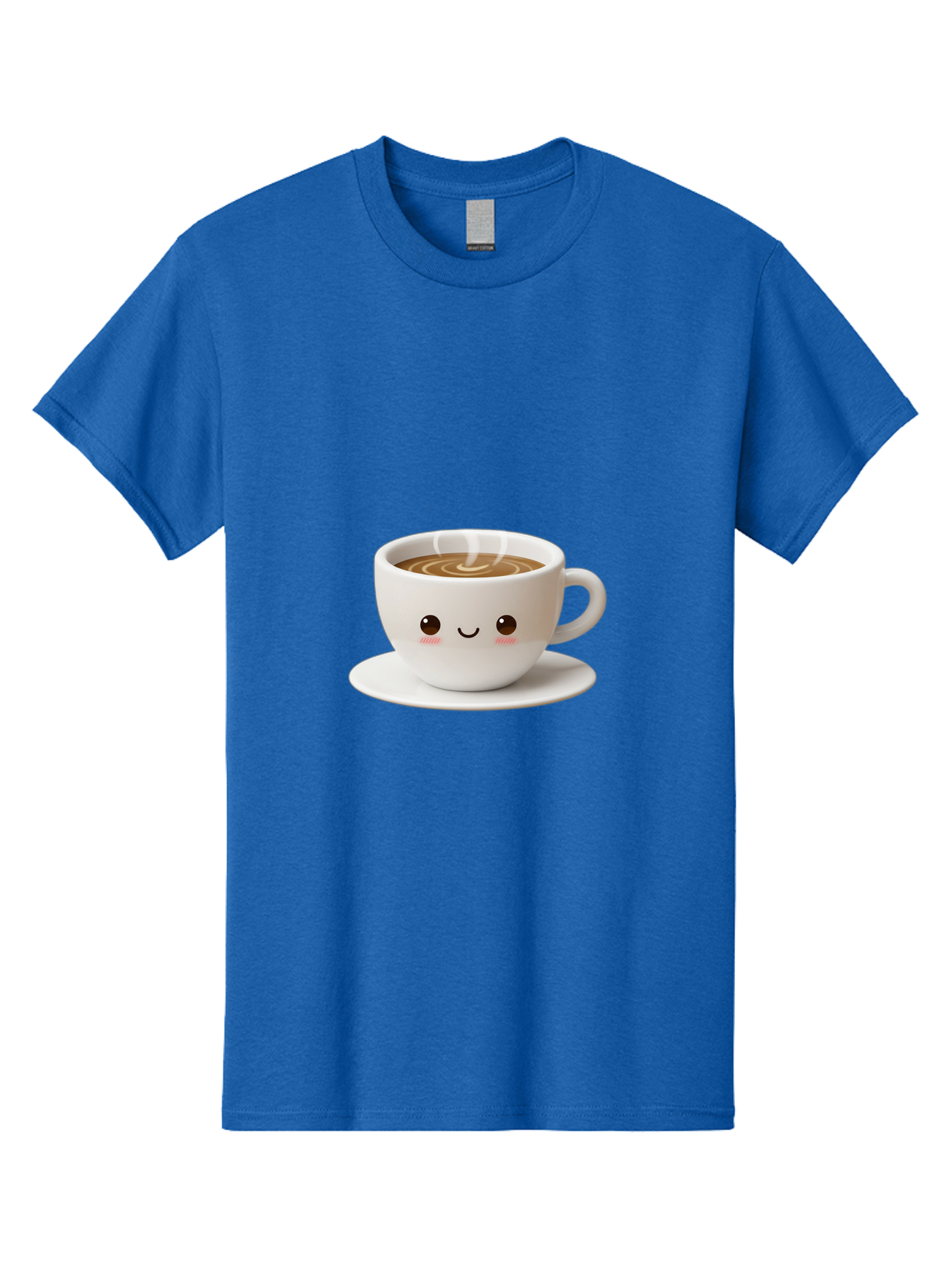 Coffee-Cup-3 Men'S Graphic Tee, 100% Cotton, Comfortable Casual Summer Wear, Machine Washable, Cute Coffee Cup, Smiling Face, Steaming Hot Coffee, Latte Art, Cartoon Style, Adorable Character, Morning Pick-Me-Up, Coffee Break Bab788