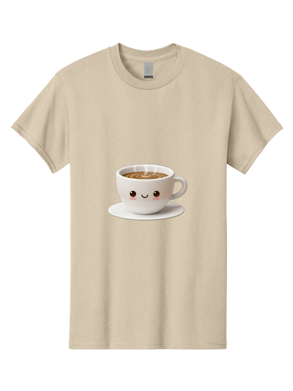 Coffee-Cup-3 Men'S Graphic Tee, 100% Cotton, Comfortable Casual Summer Wear, Machine Washable, Cute Coffee Cup, Smiling Face, Steaming Hot Coffee, Latte Art, Cartoon Style, Adorable Character, Morning Pick-Me-Up, Coffee Break Bab788