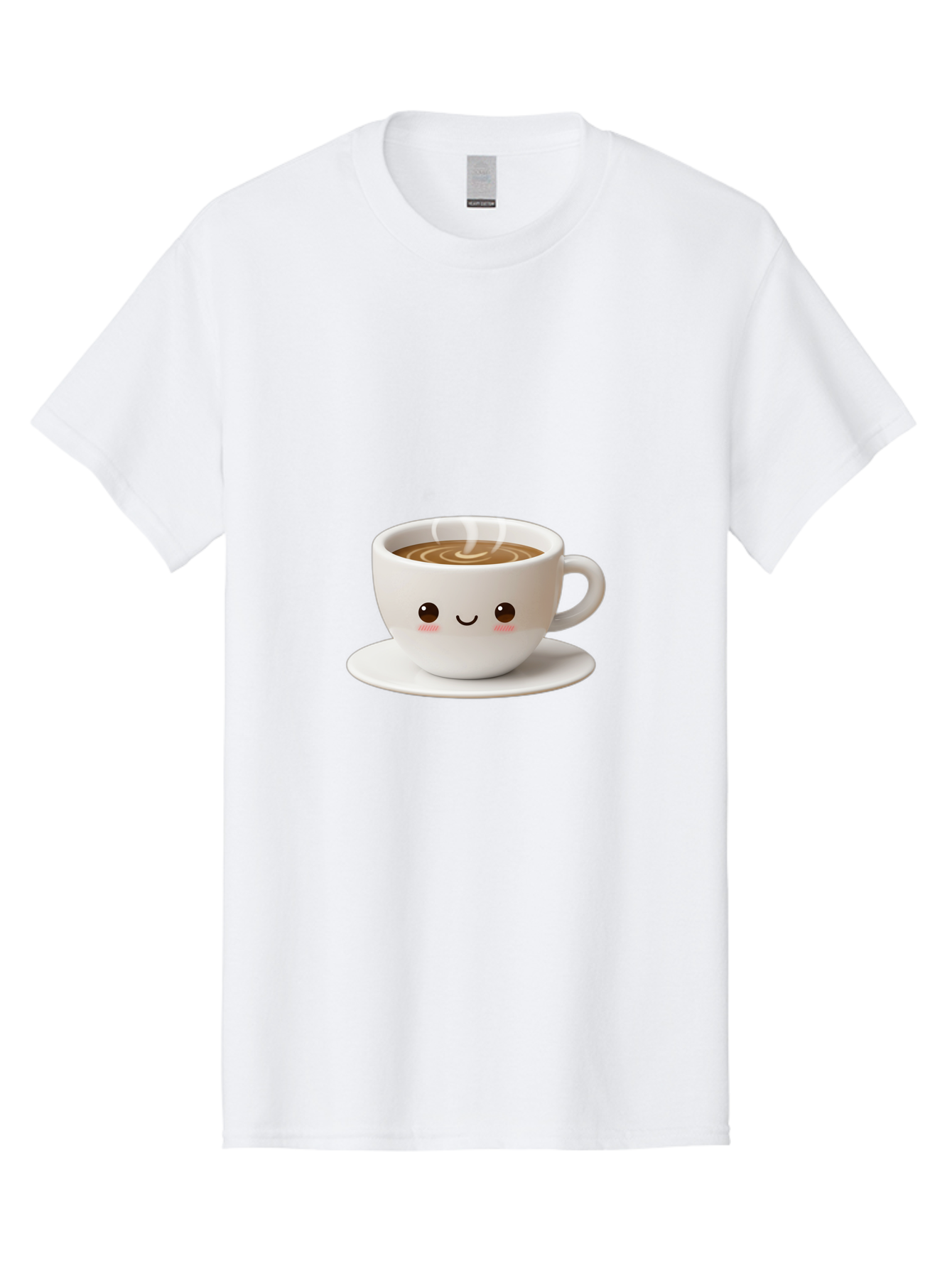 Coffee-Cup-3 Men'S Graphic Tee, 100% Cotton, Comfortable Casual Summer Wear, Machine Washable, Cute Coffee Cup, Smiling Face, Steaming Hot Coffee, Latte Art, Cartoon Style, Adorable Character, Morning Pick-Me-Up, Coffee Break Bab788