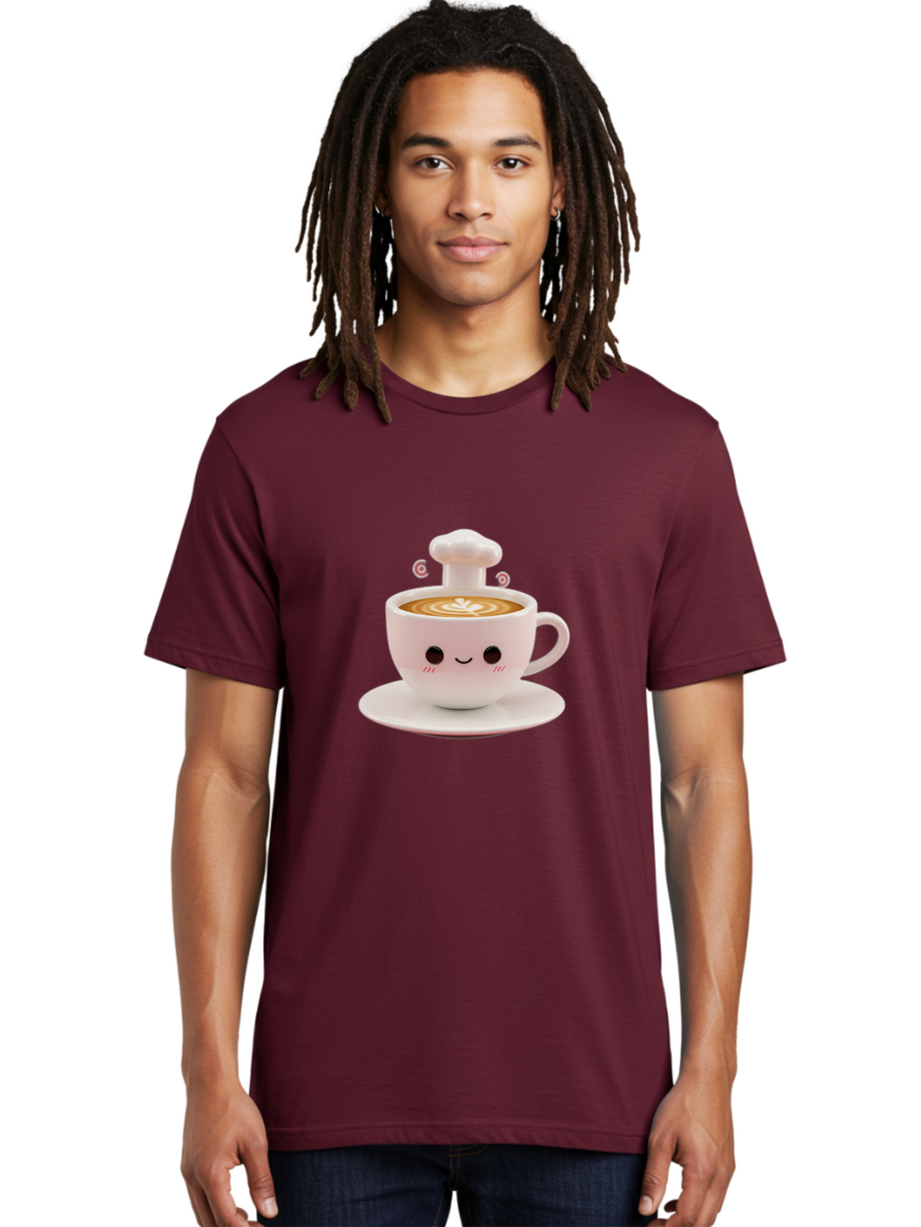 Coffee-Cup-4 Men'S Graphic Tee, 100% Cotton, Comfortable Casual Summer Wear, Machine Washable, Cute Coffee Cup, Cartoon Character, Coffee Latte Art, Smiley Face, Kawaii Culture, Coffee Break, Morning Pick-Me-Up, Adorable Design Bab789