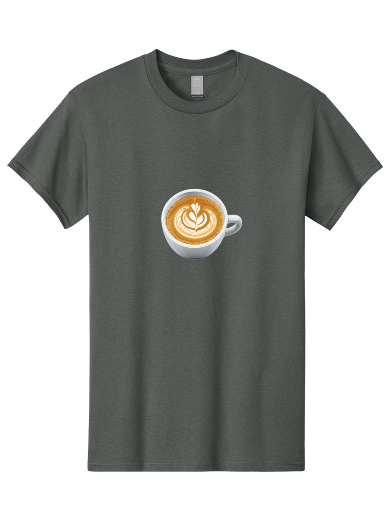 Coffee-Cup-5 Men'S Graphic Tee, 100% Cotton, Comfortable Casual Summer Wear, Machine Washable, Coffee Cup, Latte Art, Morning Coffee, Coffee Break, Caffeine Boost, White Cup, Leaf Design, Frothy Coffee, Coffee Culture Bab790