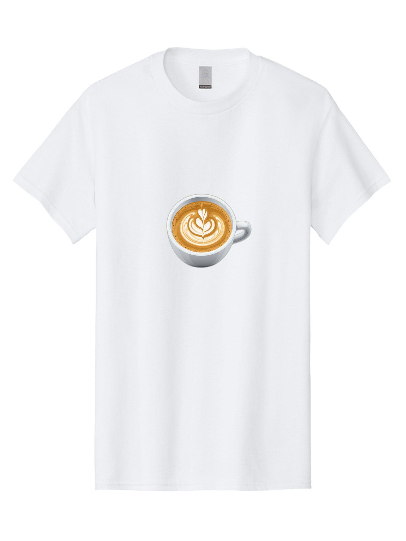 Coffee-Cup-5 Men'S Graphic Tee, 100% Cotton, Comfortable Casual Summer Wear, Machine Washable, Coffee Cup, Latte Art, Morning Coffee, Coffee Break, Caffeine Boost, White Cup, Leaf Design, Frothy Coffee, Coffee Culture Bab790