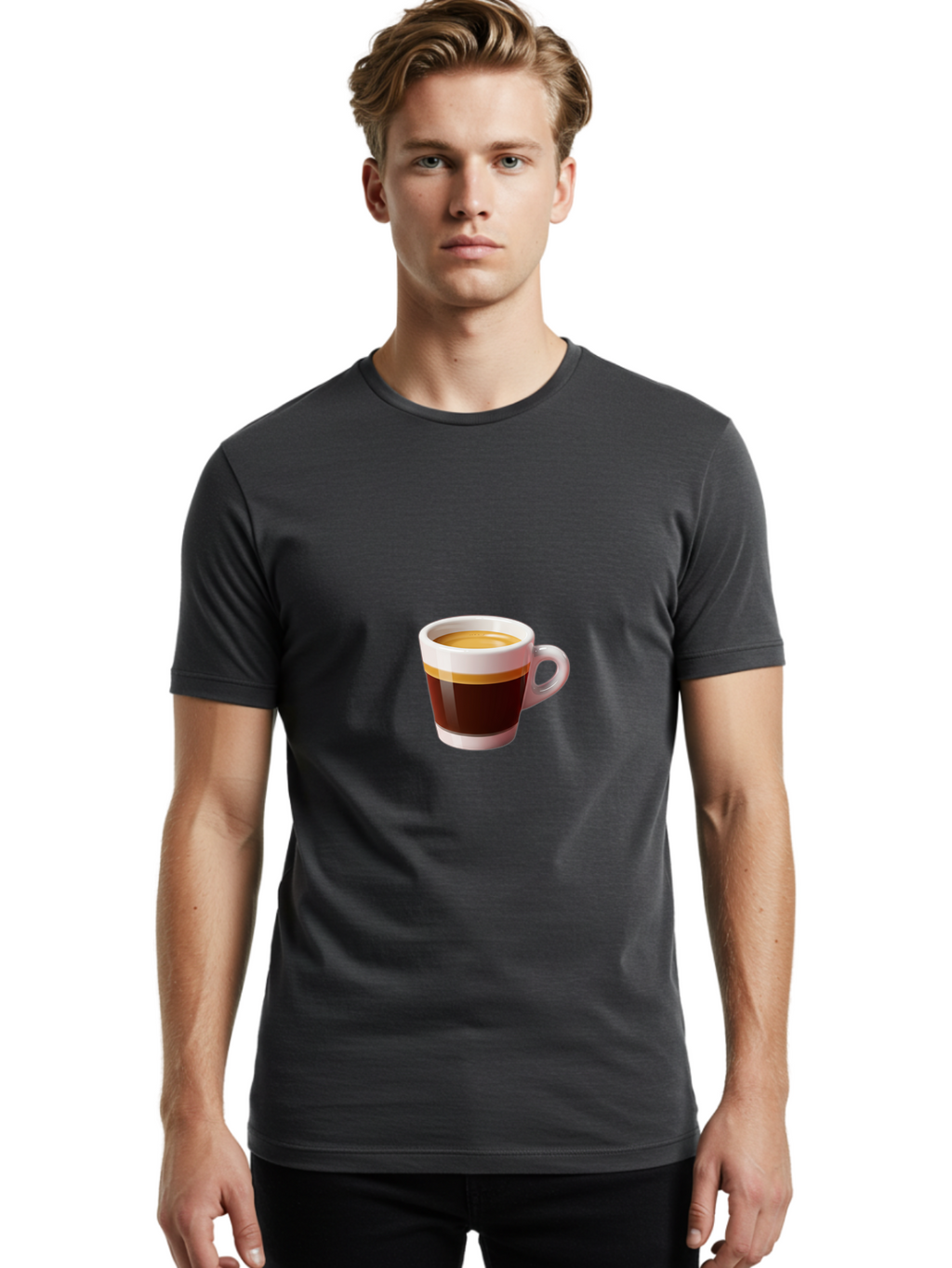 Coffee-Cup-6 Men'S Graphic Tee, 100% Cotton, Comfortable Casual Summer Wear, Machine Washable, Coffee Cup, Espresso, Dark Brown Coffee, Creamy Foam, Morning Coffee, Coffee Break, Daily Grind, Caffeine Fix Bab791